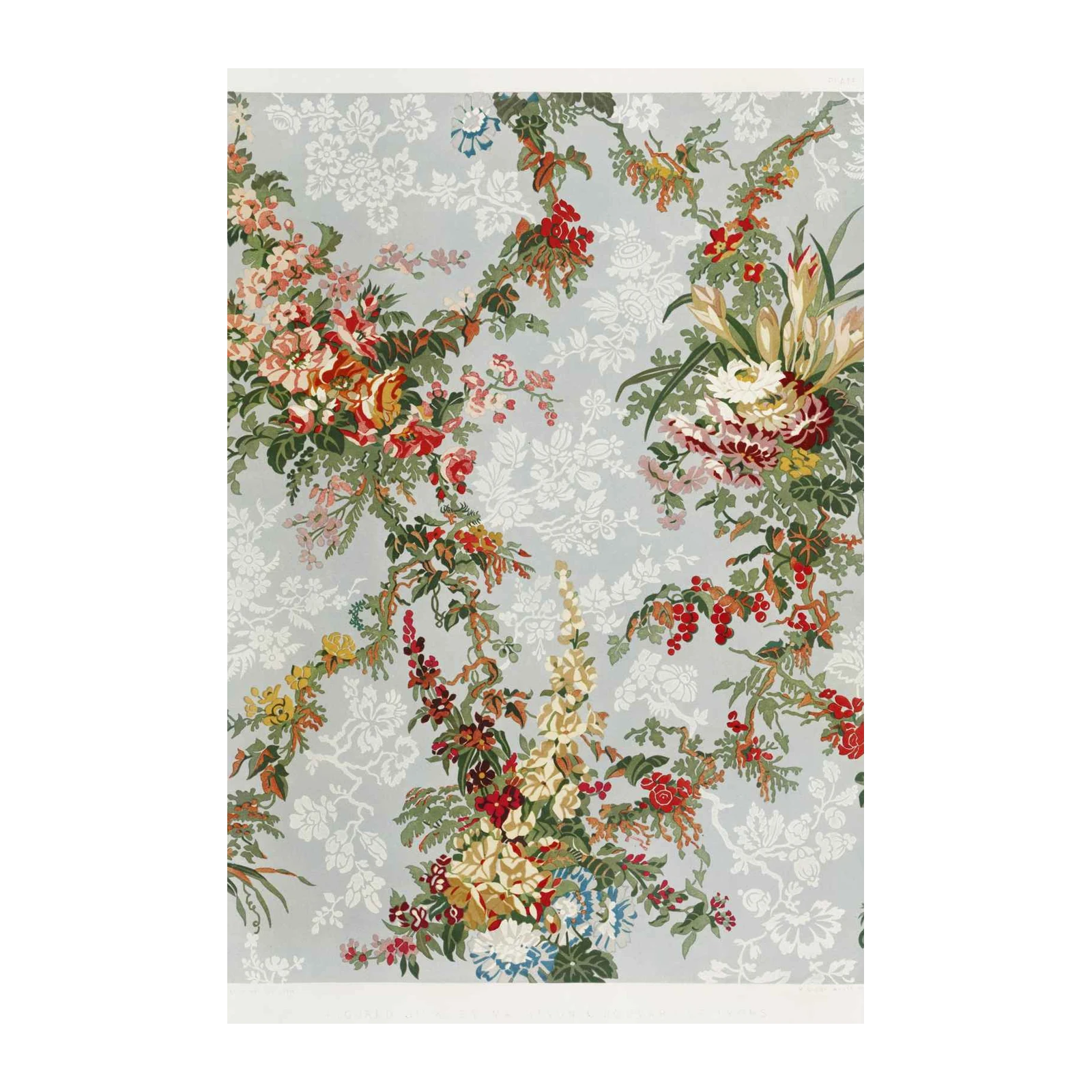 Antique Floral Swag Wall Art - Vintage Botanical Art