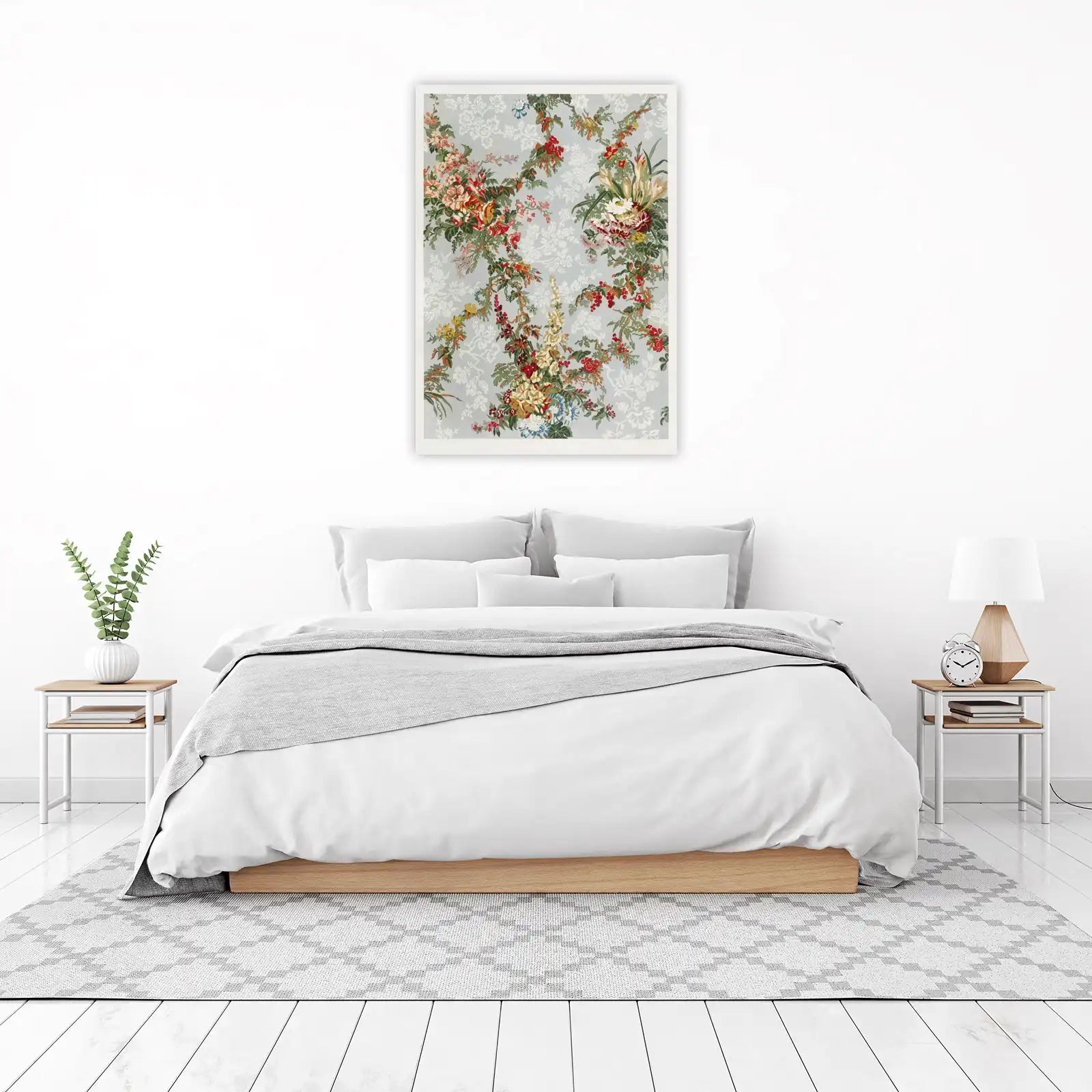 Antique Floral Swag Wall Art - Vintage Botanical Art