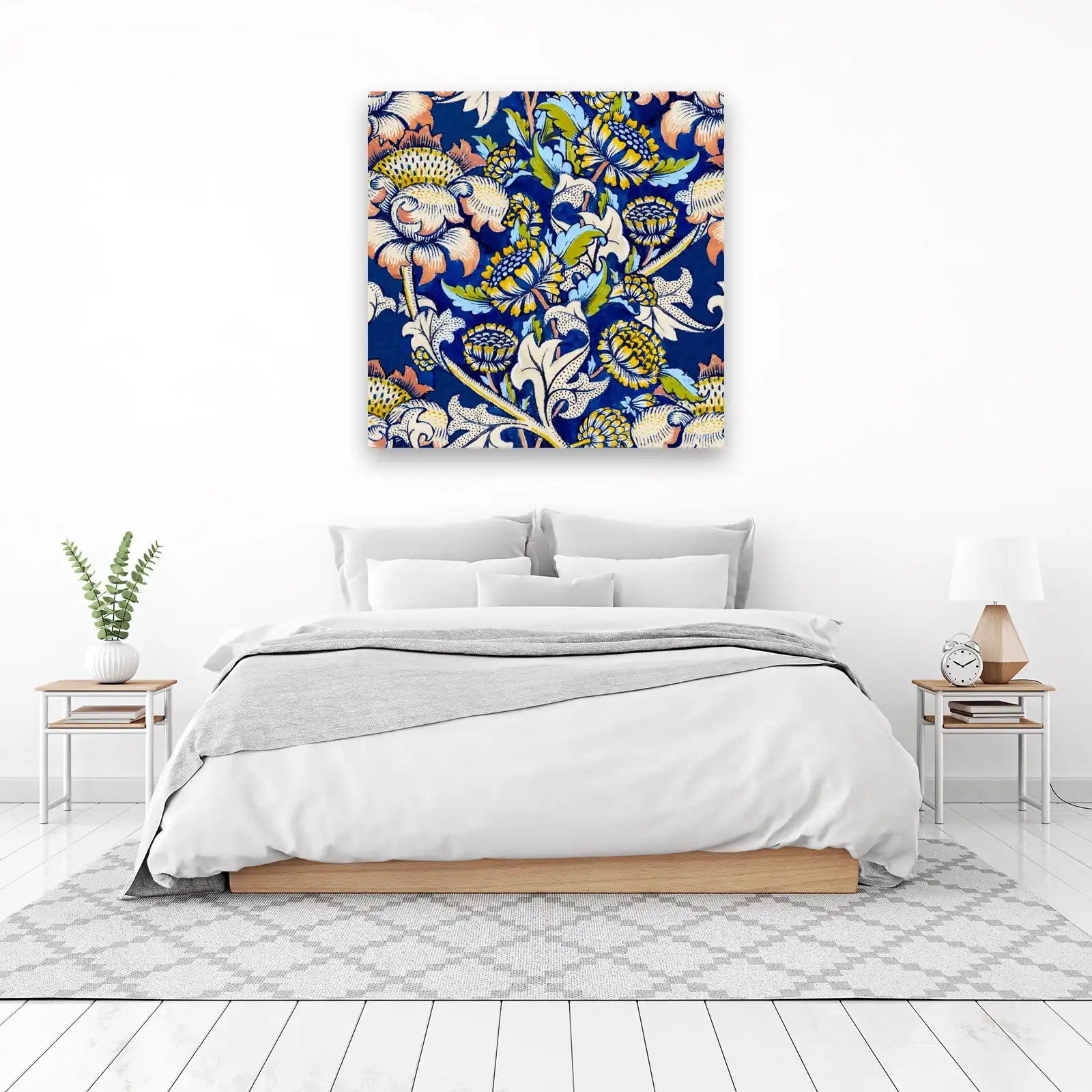 Vintage Floral Blue Yellow Wall Art