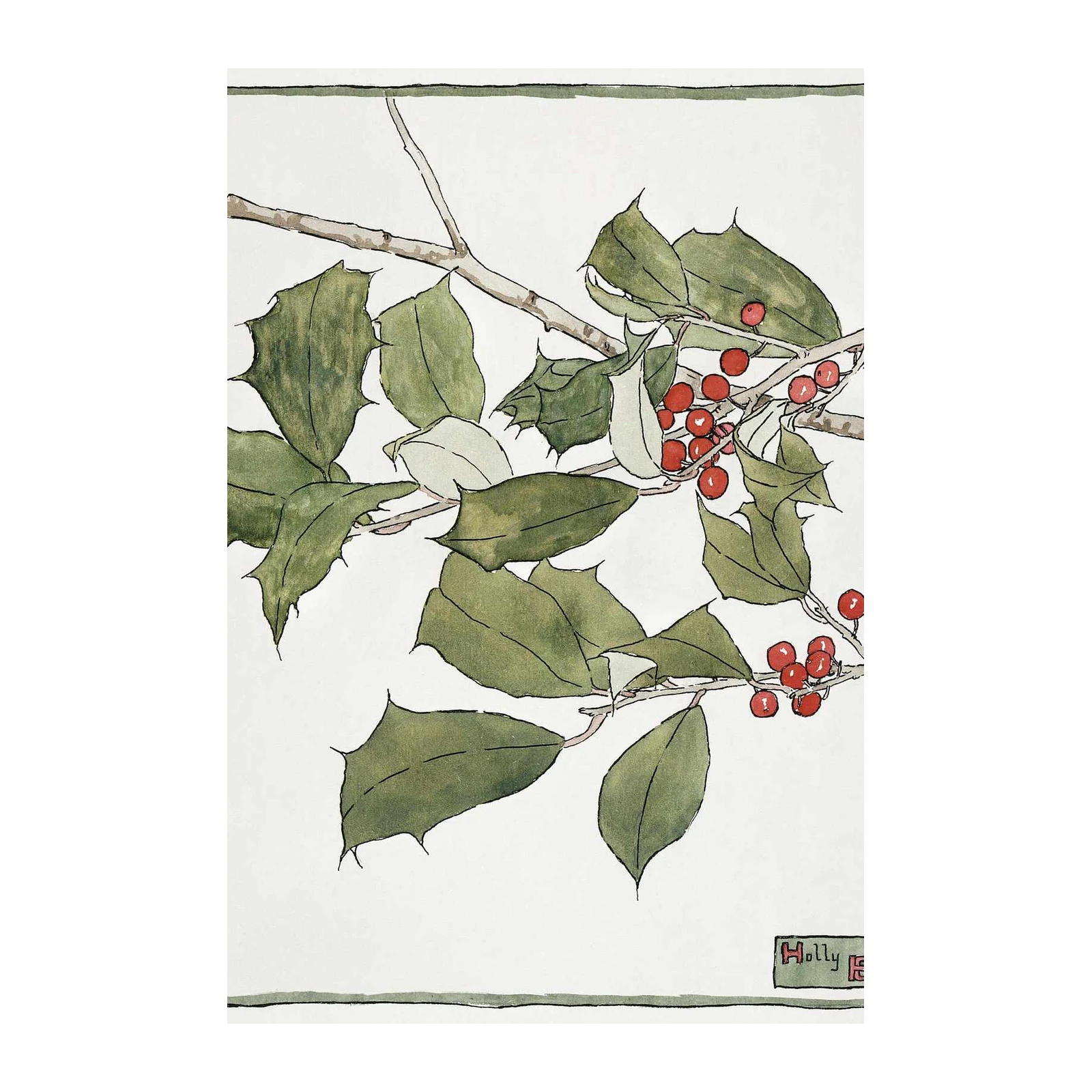 Vintage Holly Berries & Leaves Wall Art