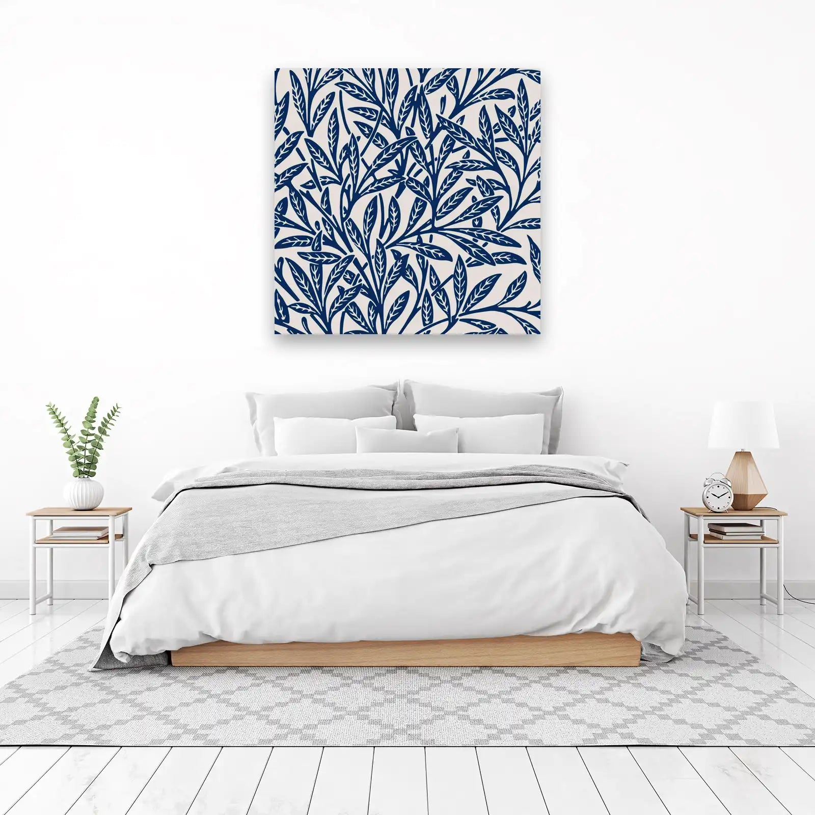 Elegant Navy Leaf Botanical Wall Art