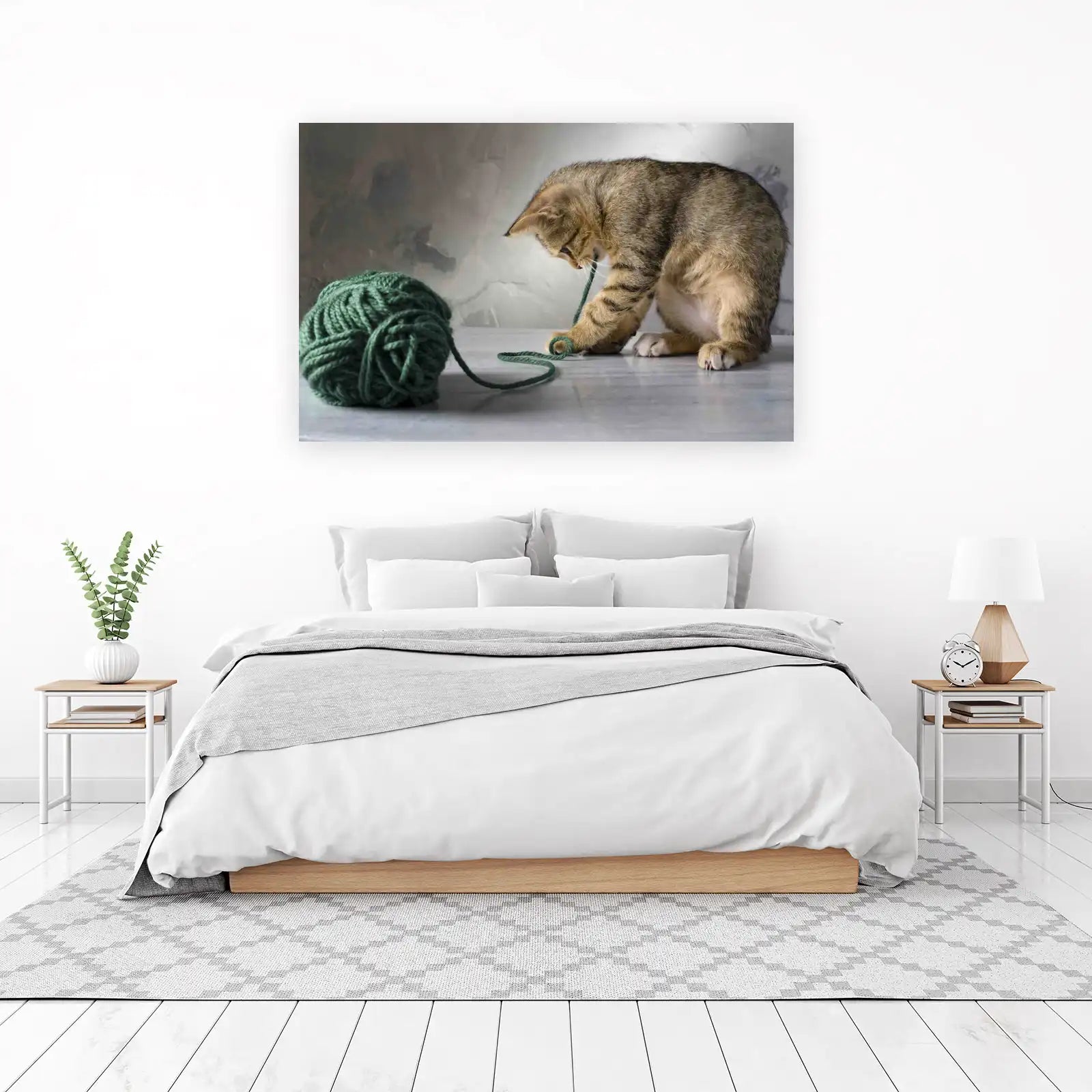 Playful Kitten with Yarn Wall Art Wall Art