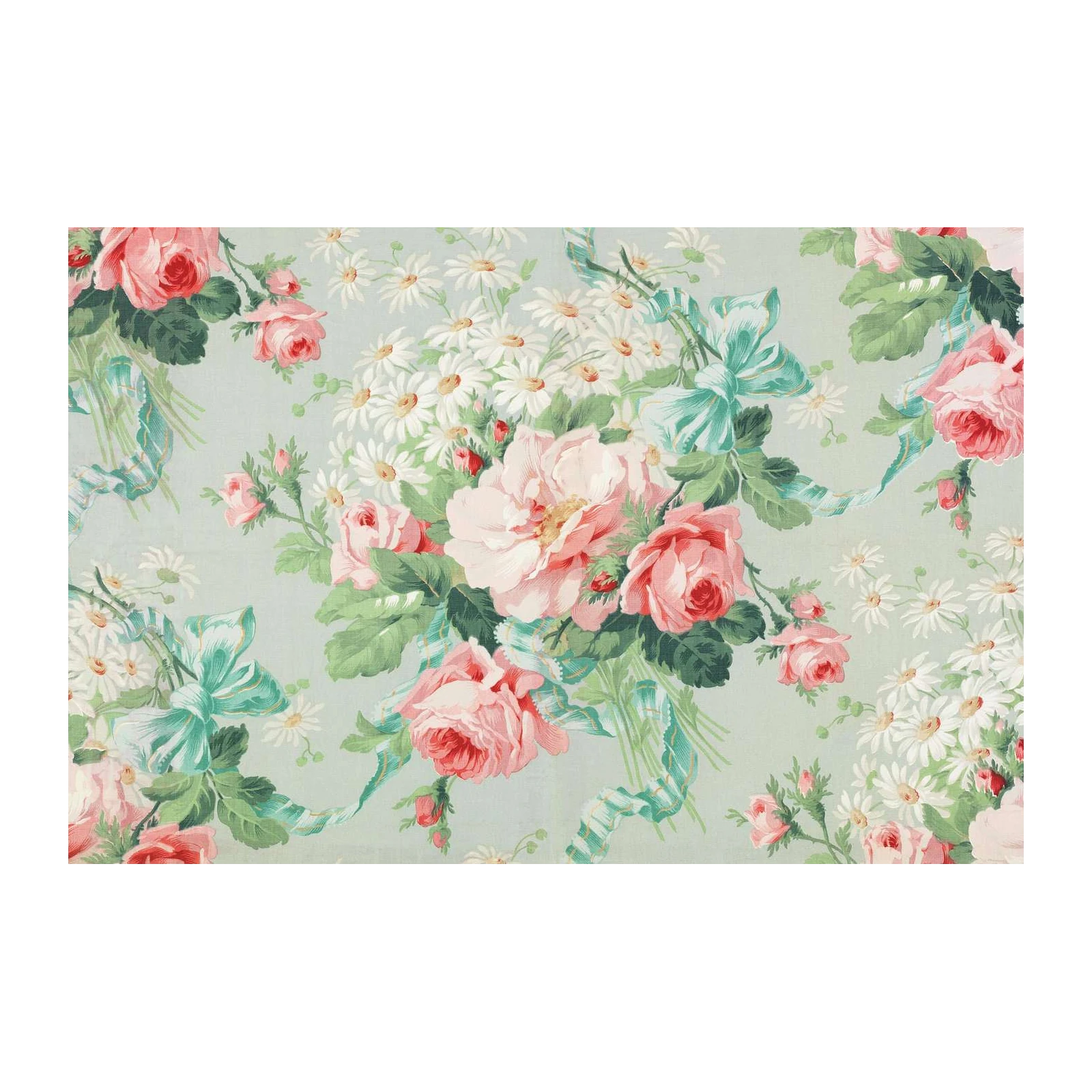 Vintage Pink Rose Floral Ribbon Wall Art
