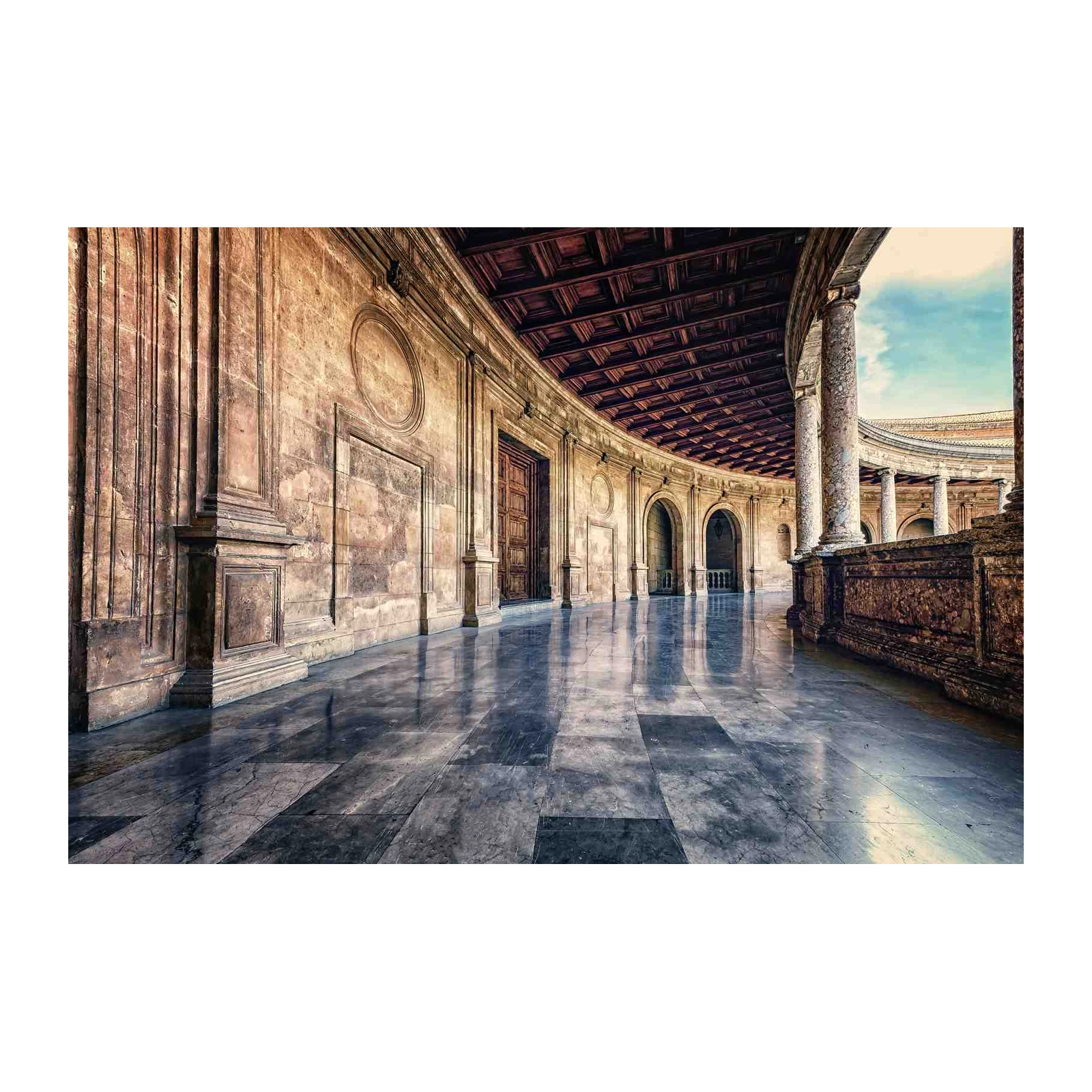 Historic Spanish Courtyard Architecture Wall Art