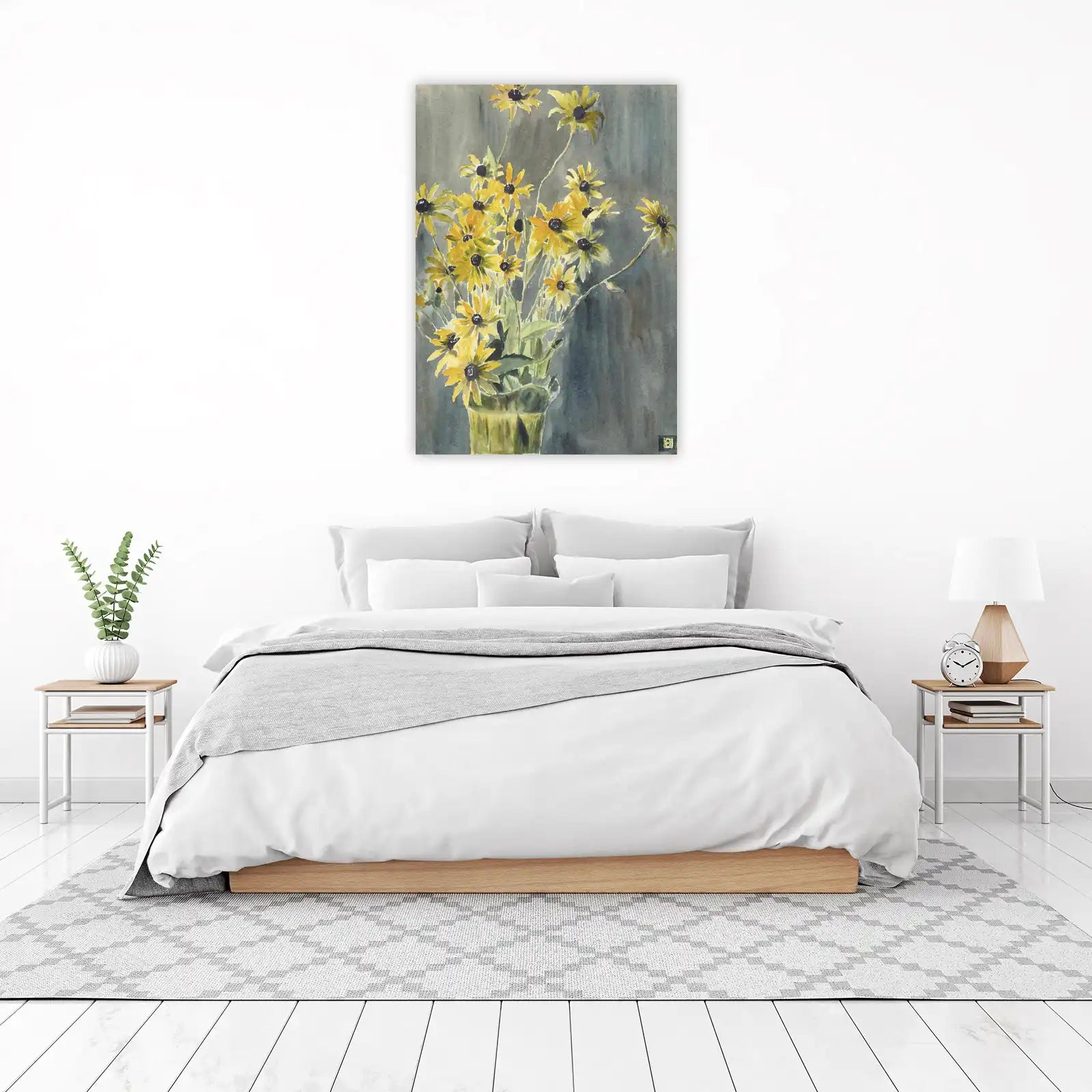 Vibrant Yellow Daisy Watercolor Wall Art