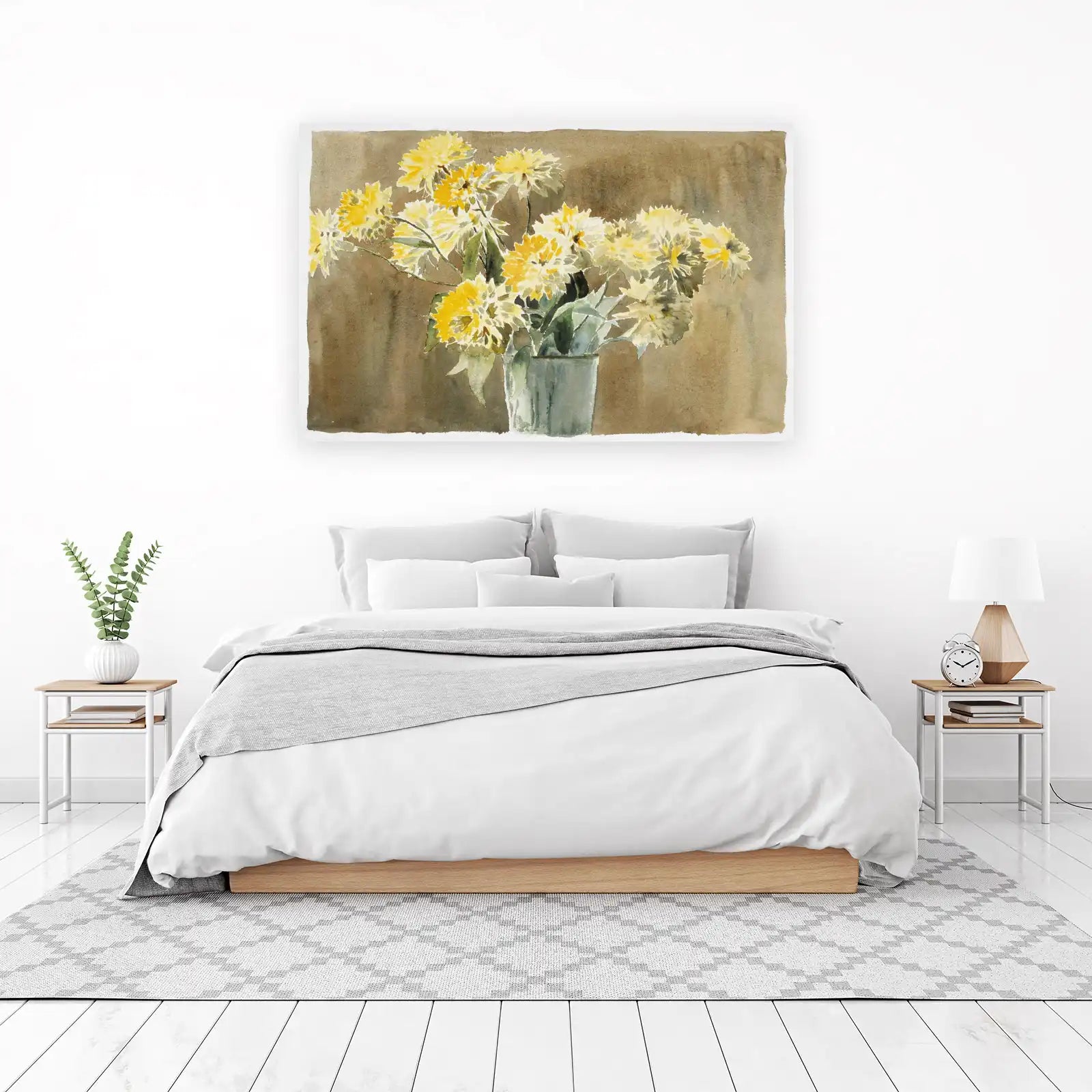 Radiant Yellow Floral Watercolor Wall Art