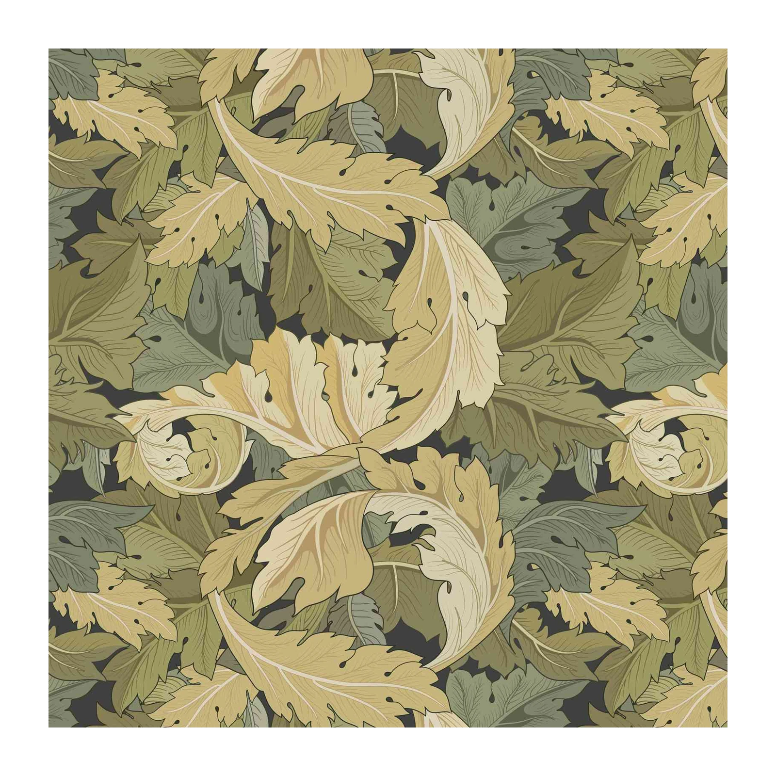 Vintage Botanical Leaf Scroll Wall Art