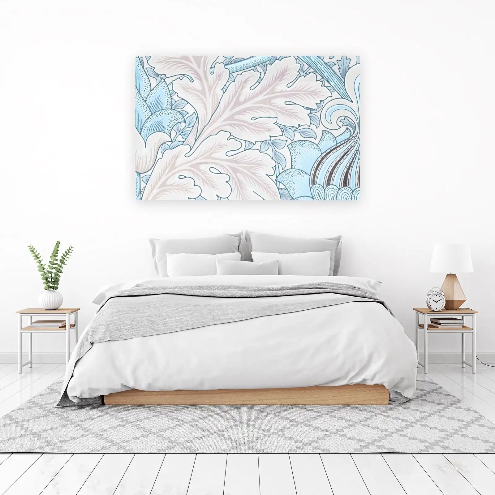 Vintage Botanical Blue & Cream Wall Art