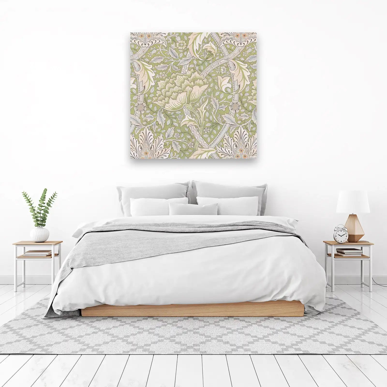 Vintage Floral Art Nouveau Green Wall Art