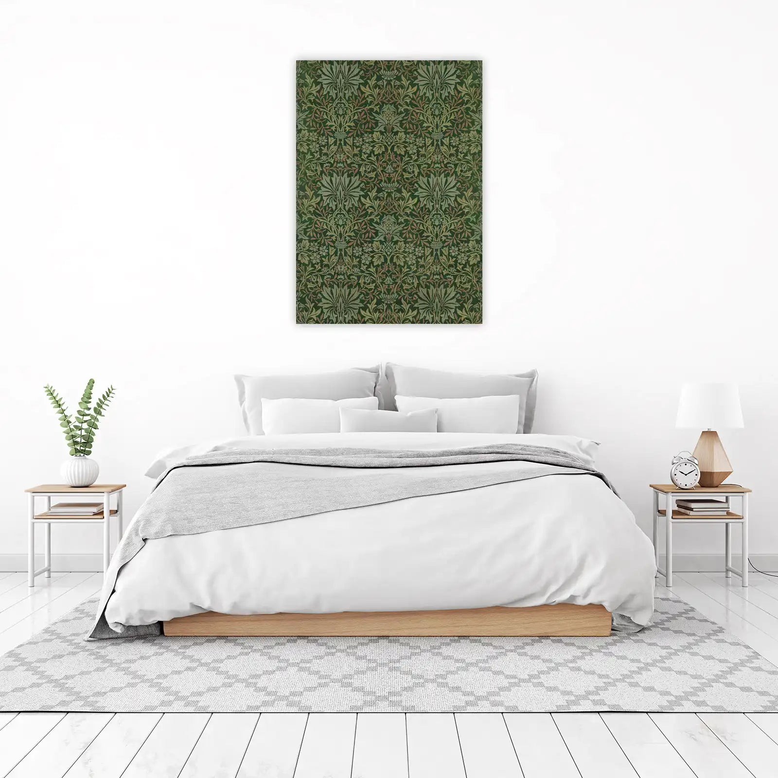 Victorian Floral Damask Green Wall Art