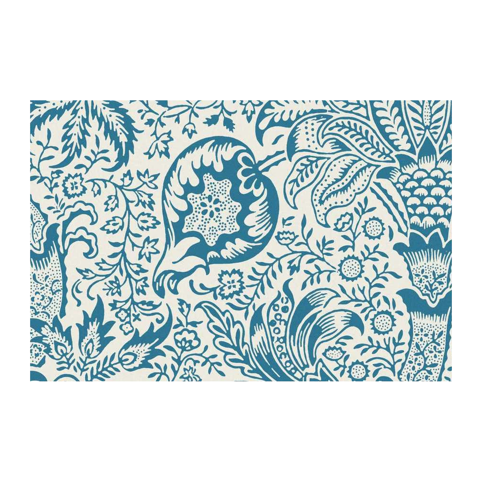 Vintage Teal Floral Peel and Stick Wallpaper Wall Art