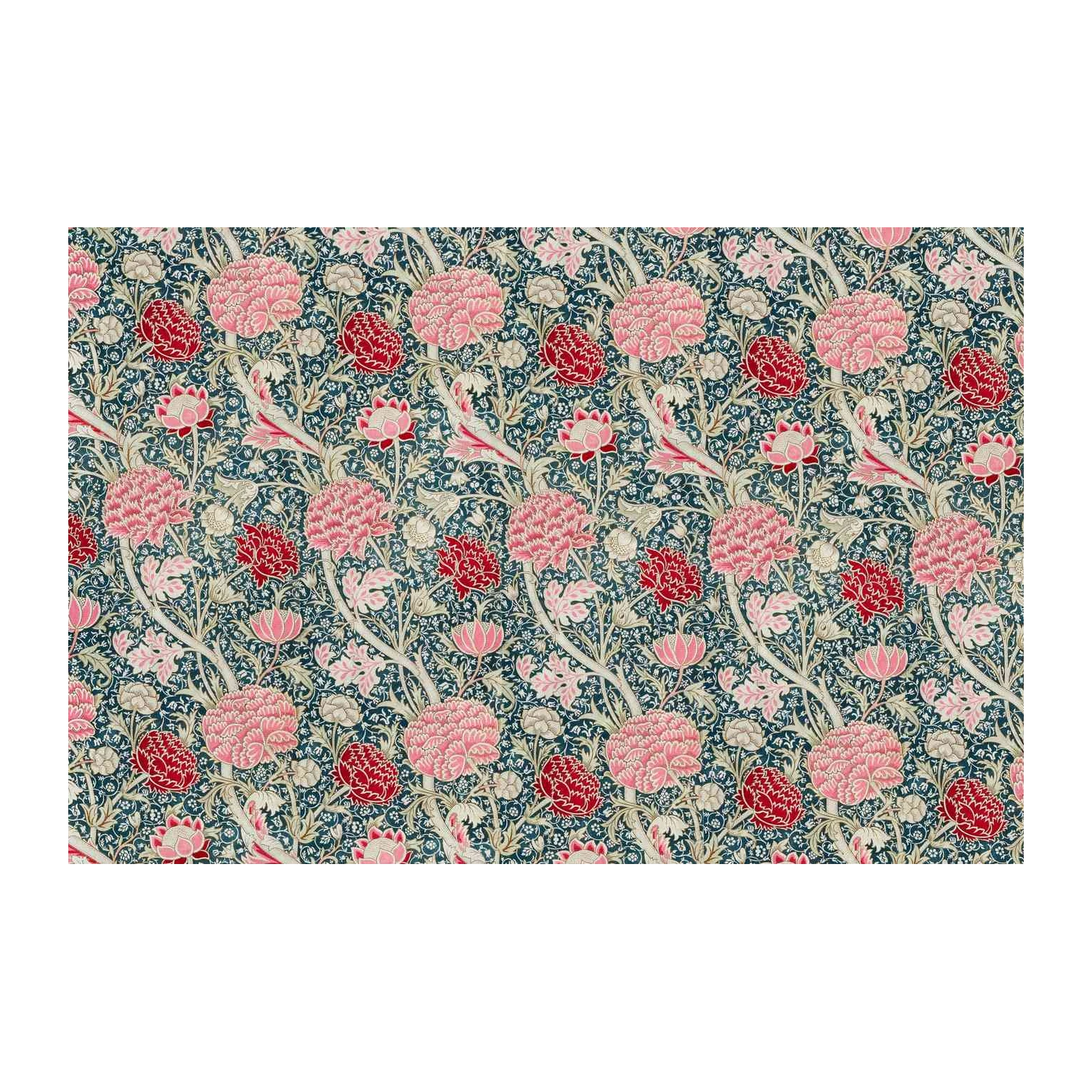 Vintage Floral Blooms Dark Teal Wall Art