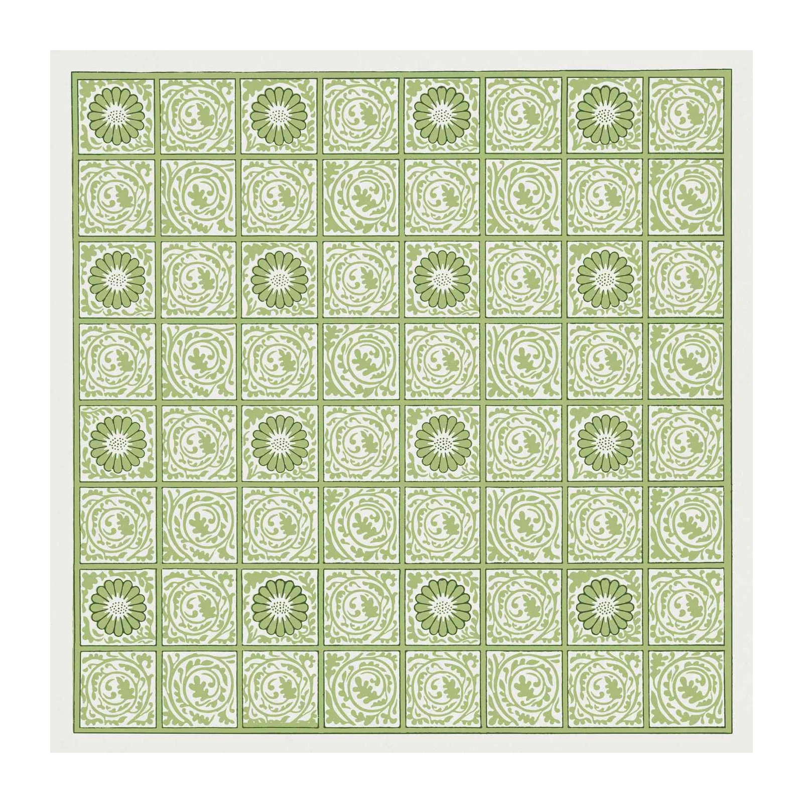 Art Nouveau Floral Pattern Green Wall Art