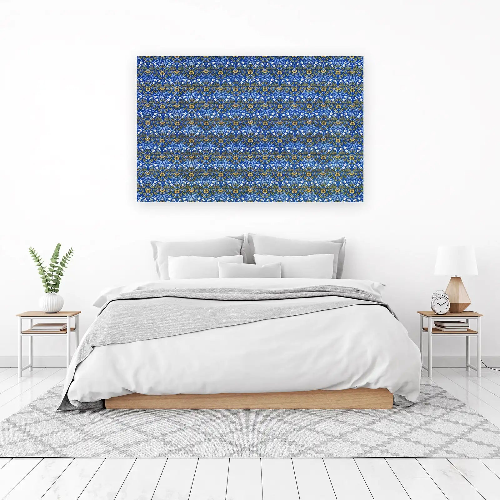 Vintage Floral Blue Yellow Botanical Wall Art