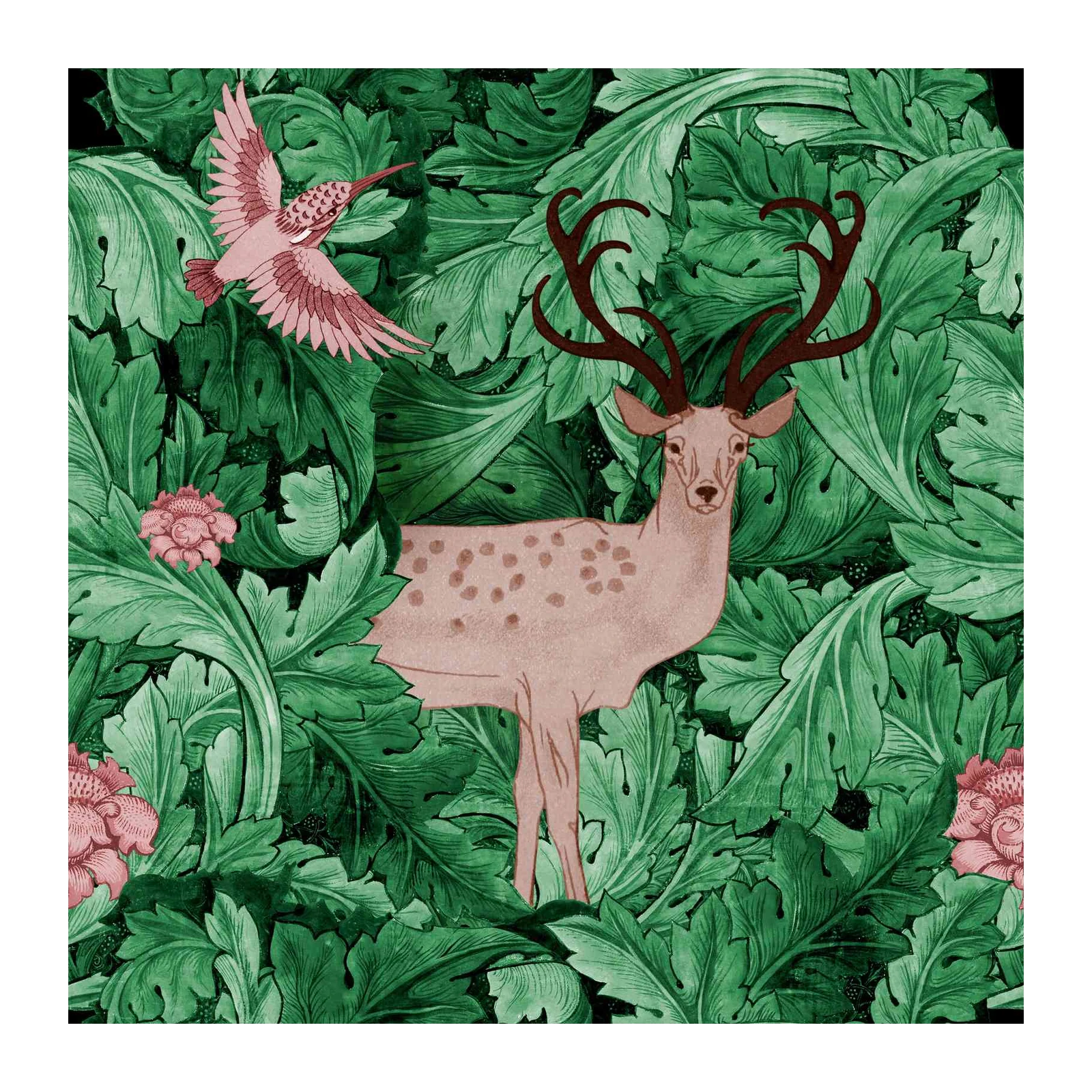 Enchanted Forest Deer & Hummingbird Wall Art