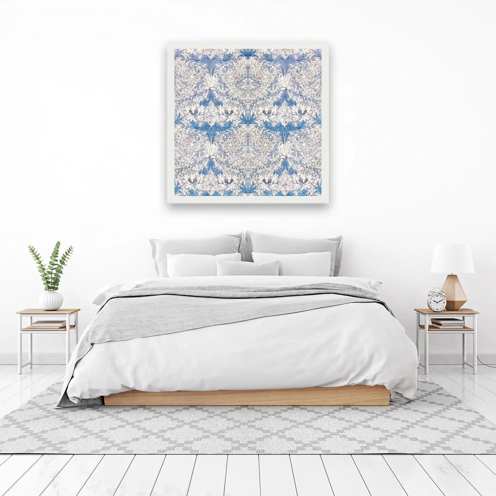 Blue Floral Aesthetic Wall Art