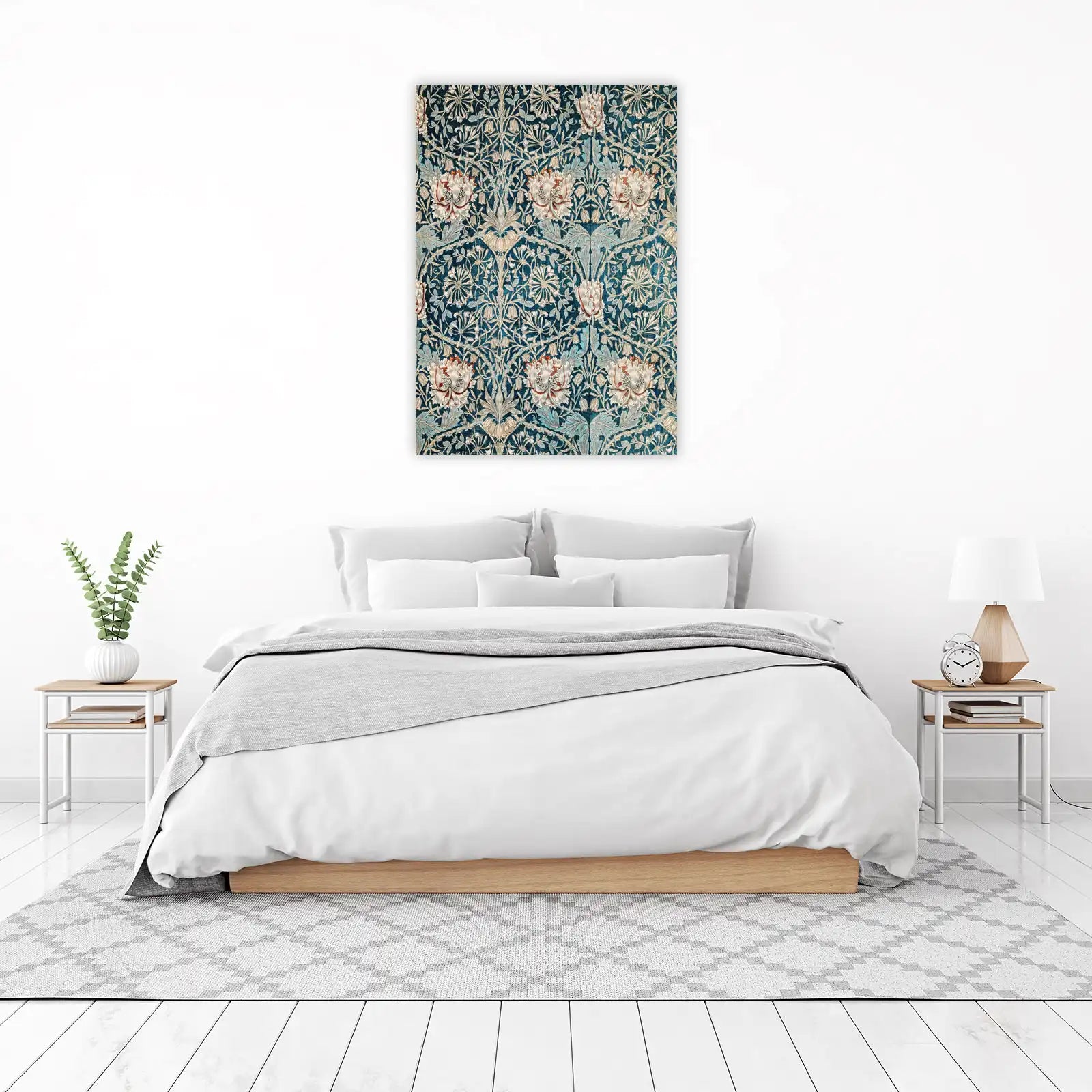 Vintage Floral William Morris Teal Wall Art