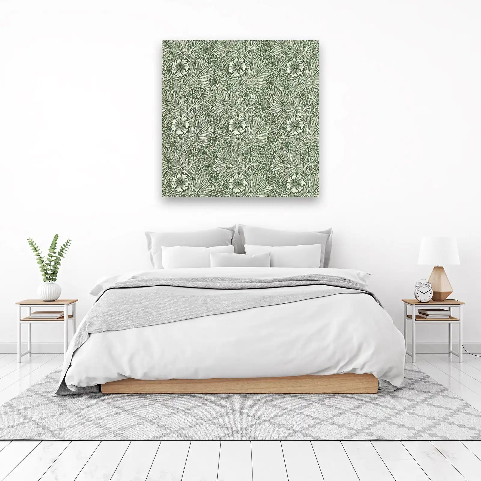 Elegant Floral Art Nouveau Green Wall Art
