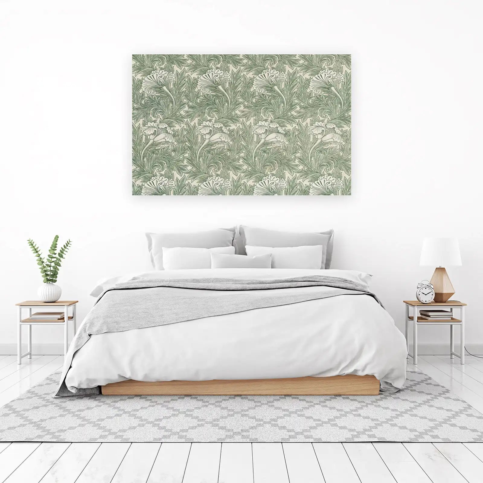 Elegant Green Floral William Morris Style Wall Art