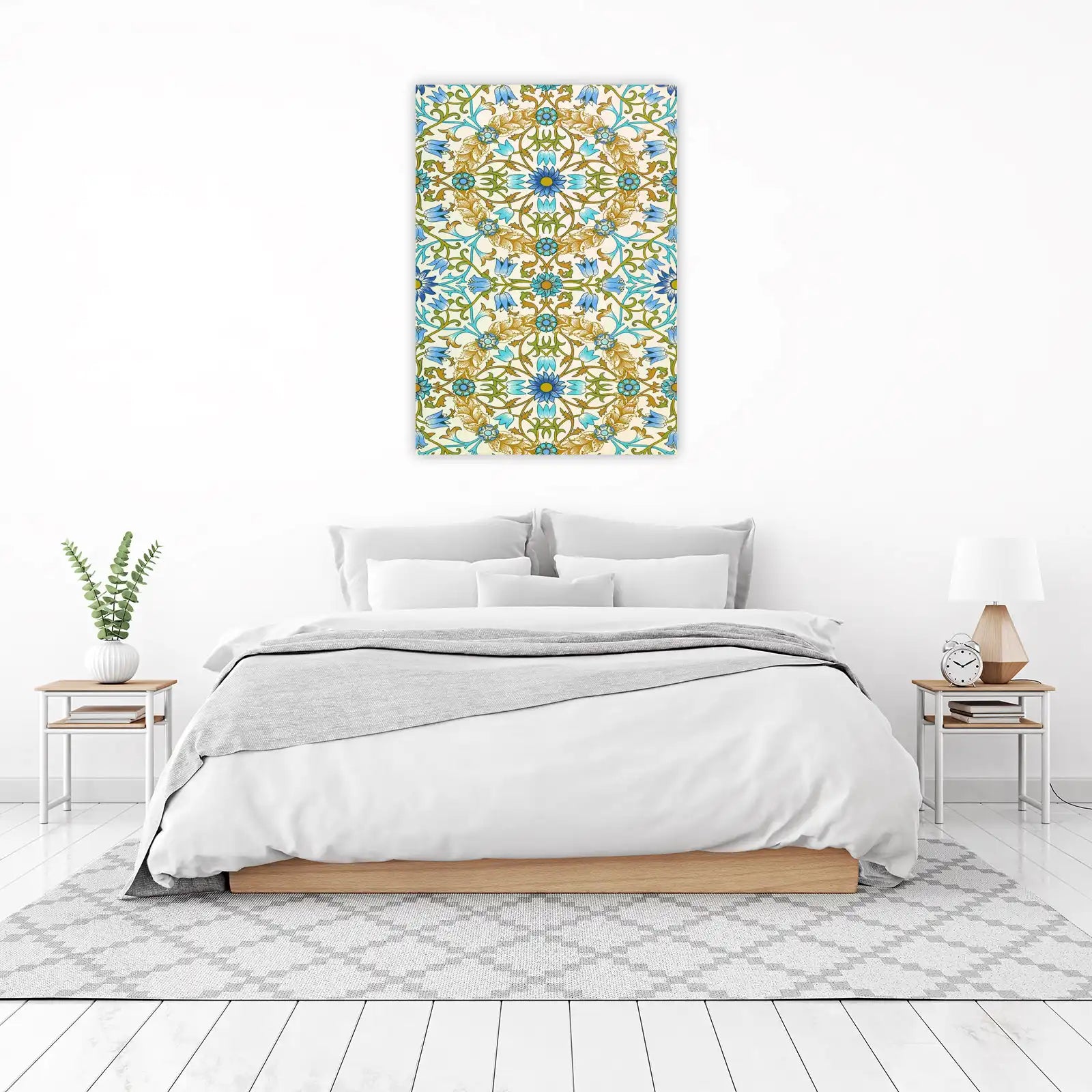 Art Nouveau Floral Blue & Gold Wall Art