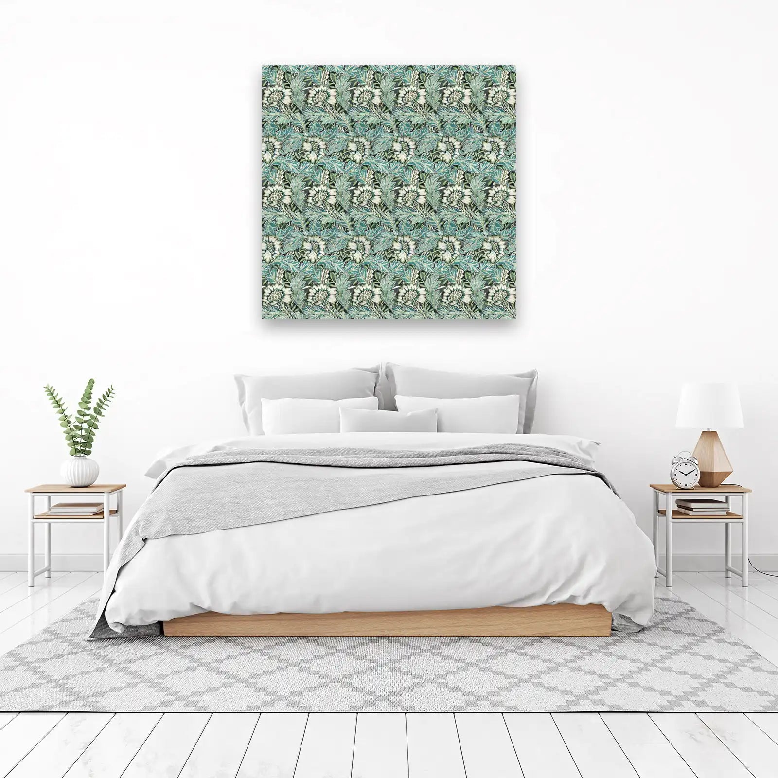 Vintage Floral Teal & Green Bloom Wall Art