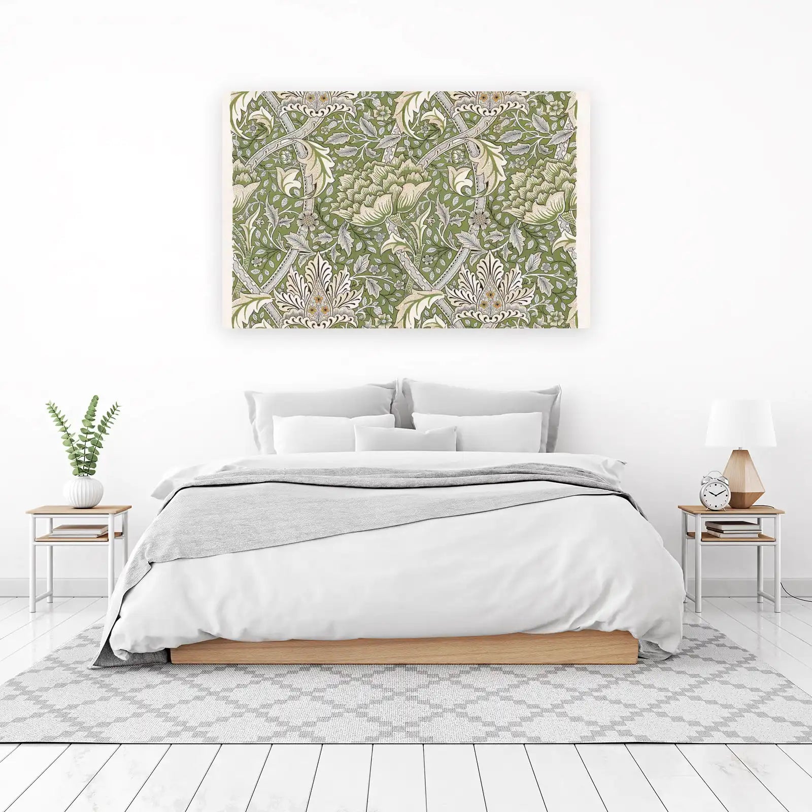 Vintage Floral Green William Morris Style Wall Art