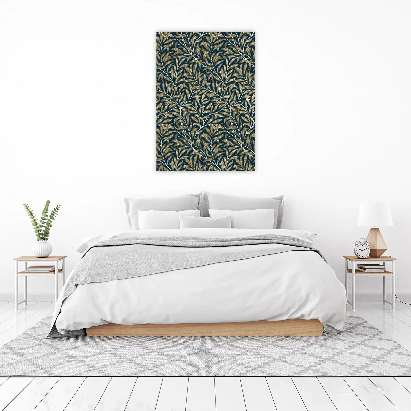 Navy Willow Leaf Art Wall Art