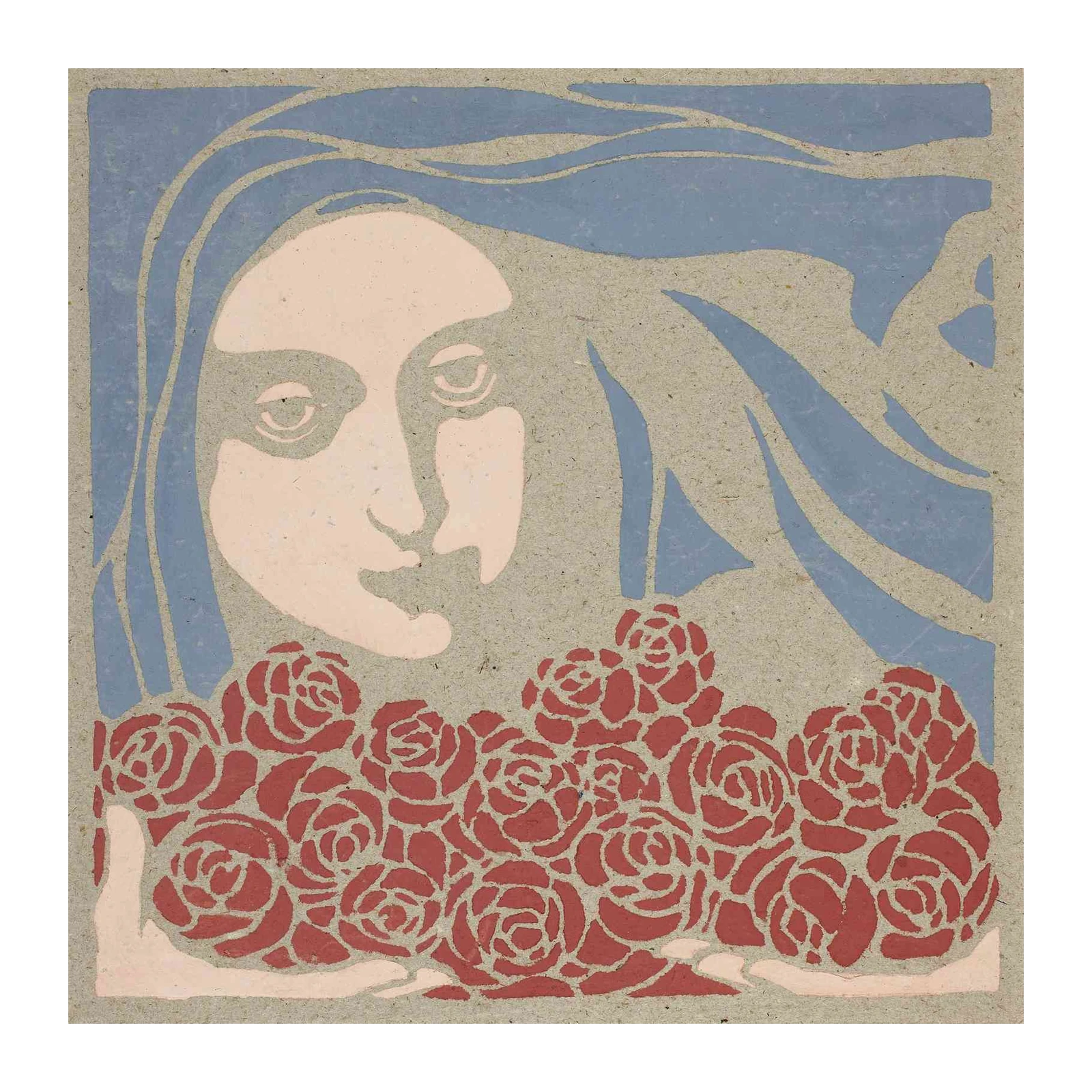 Art Nouveau Woman with Roses Wall Art