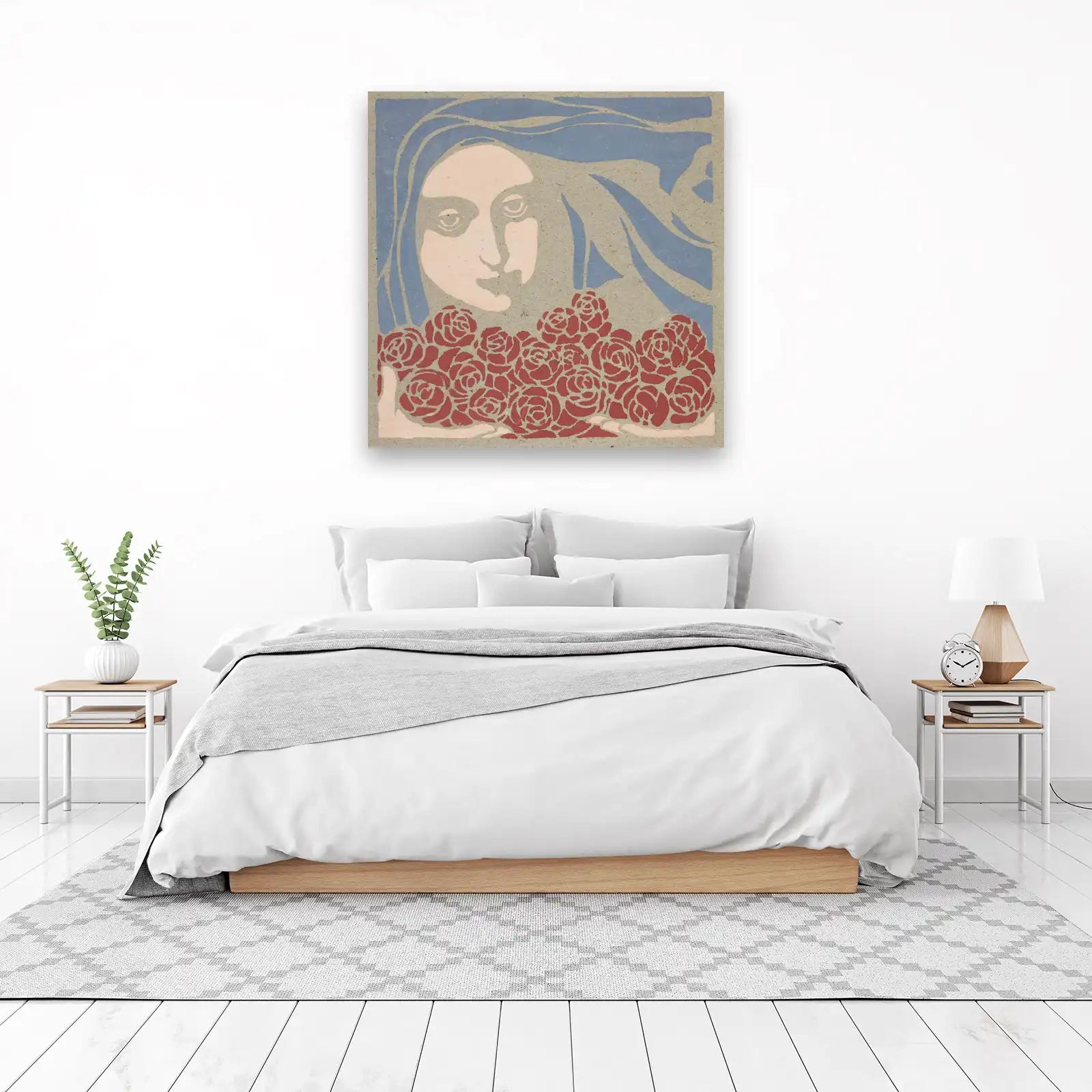 Art Nouveau Woman with Roses Wall Art