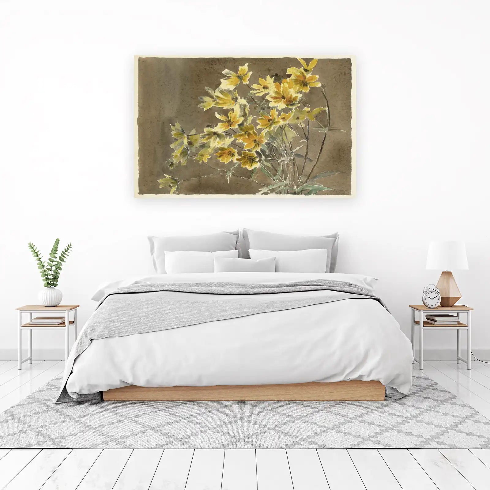 Ethereal Yellow Floral Watercolor Wall Art