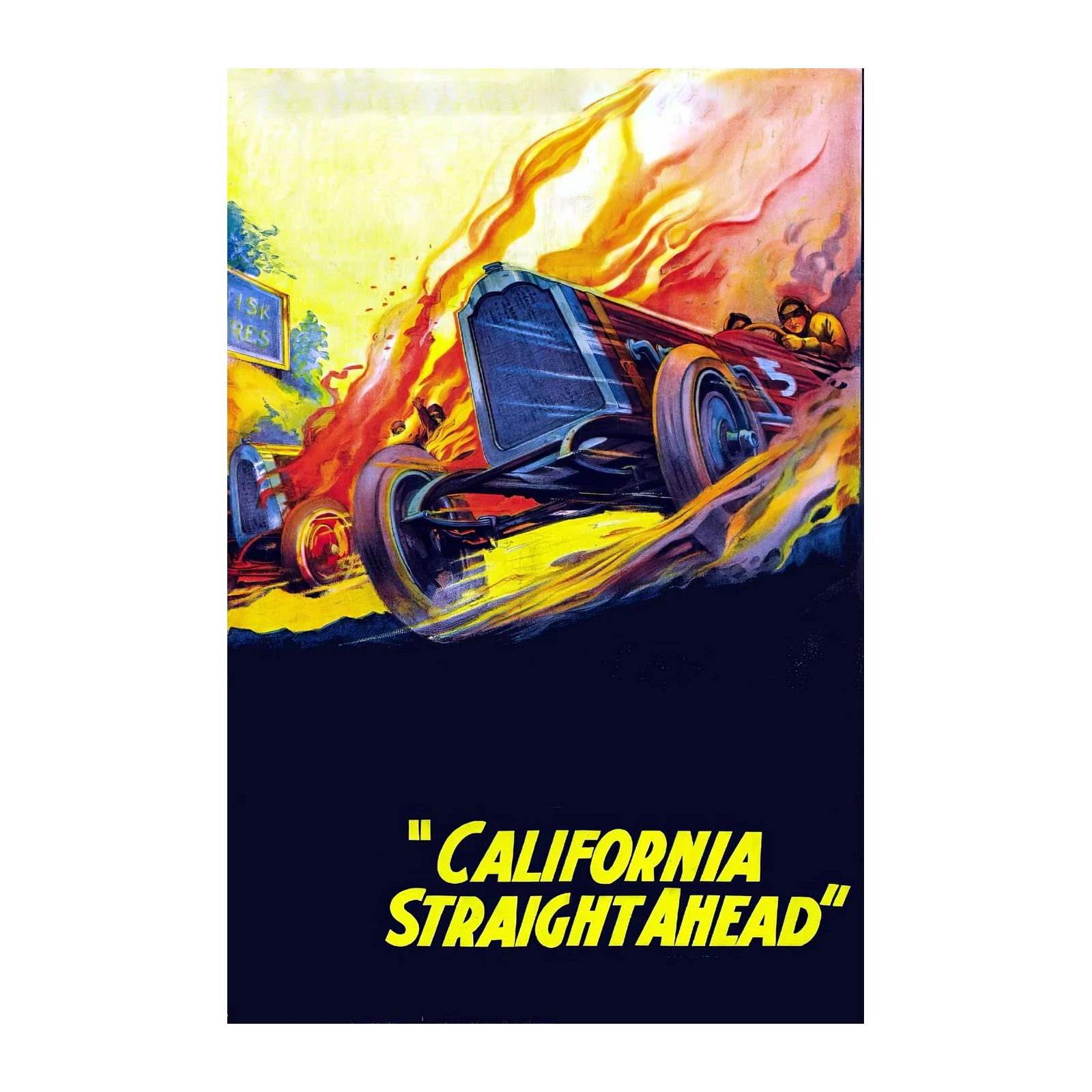 Vintage Race Car "California Straight Ahead" Wall Art