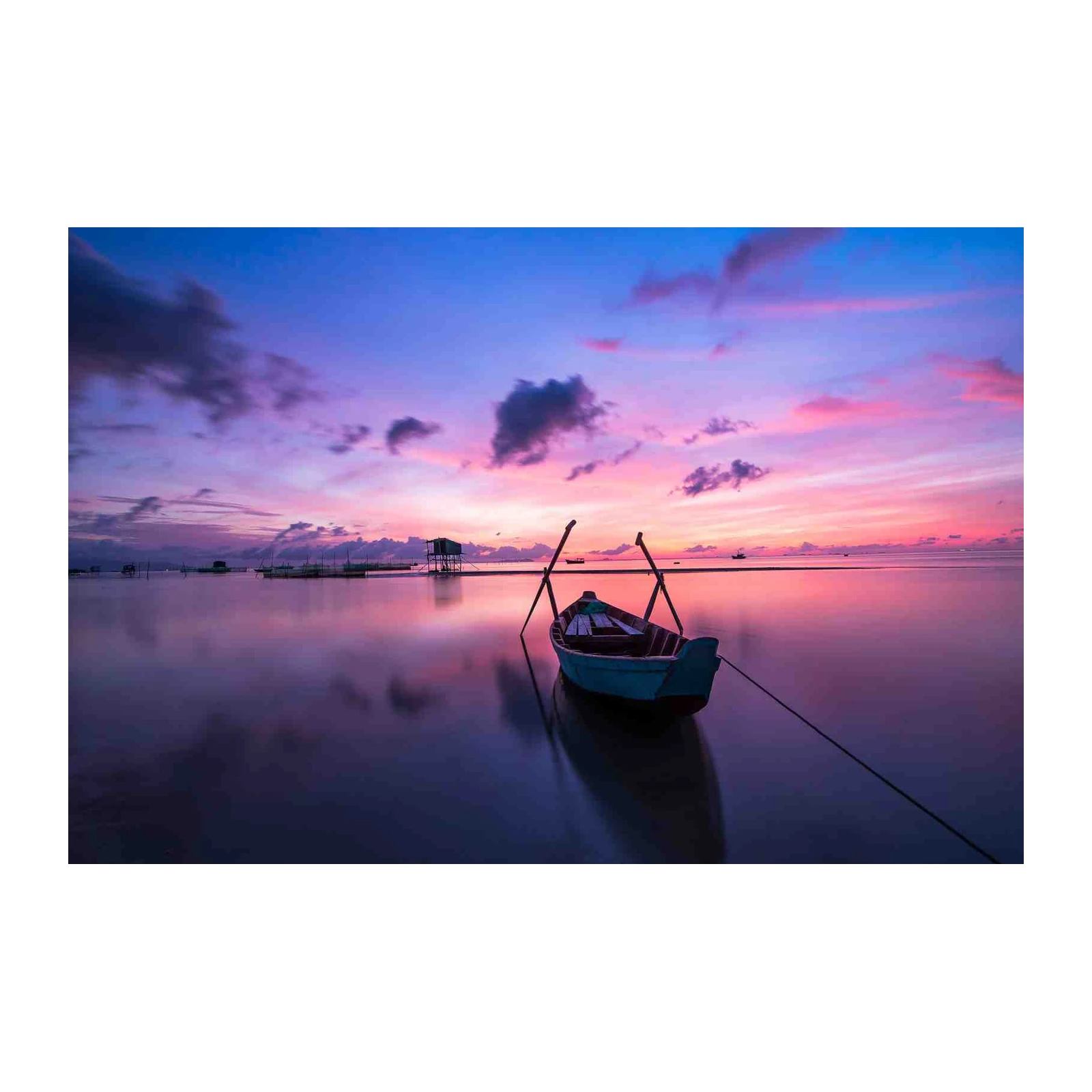 Serene Sunrise Boat Wall Art