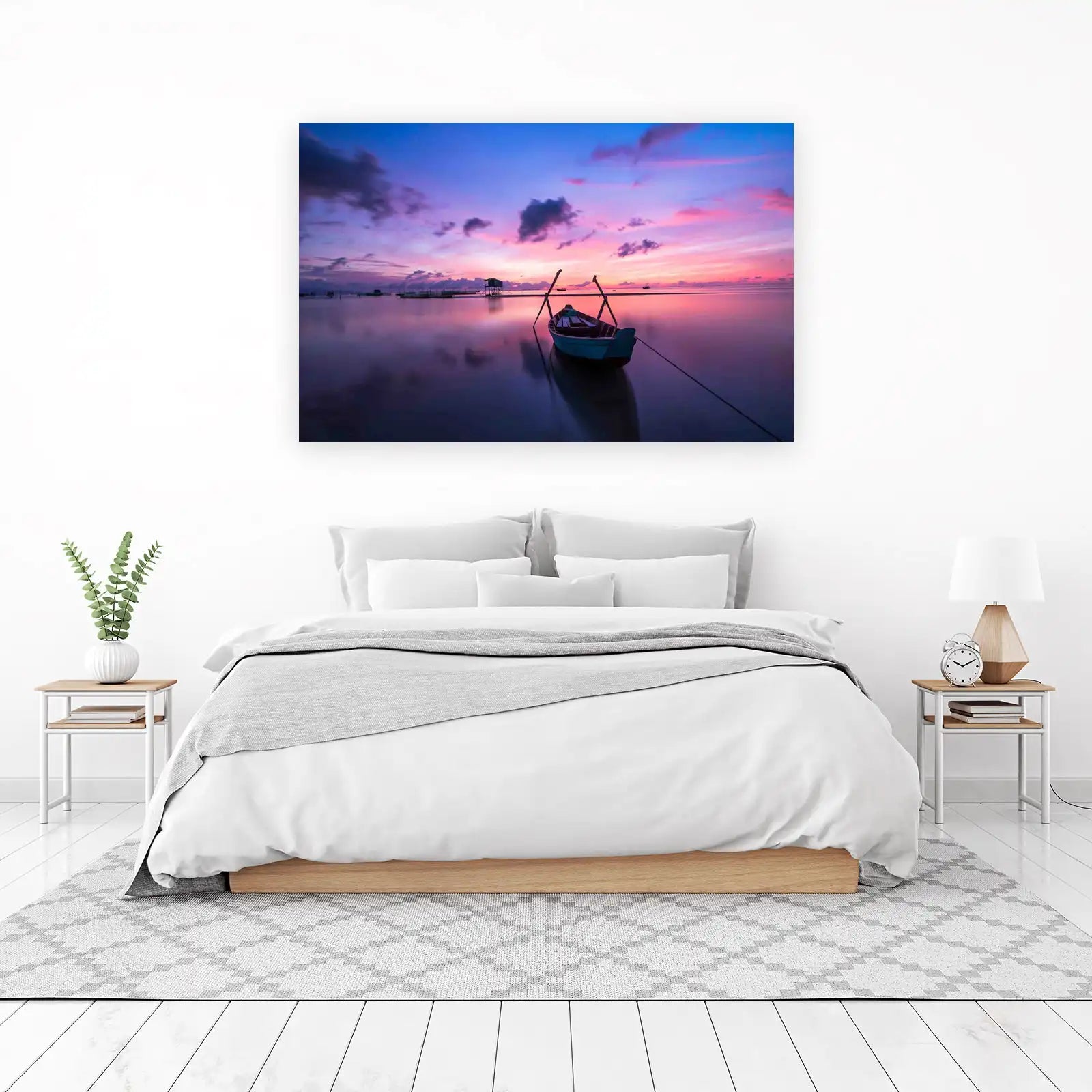 Serene Sunrise Boat Wall Art