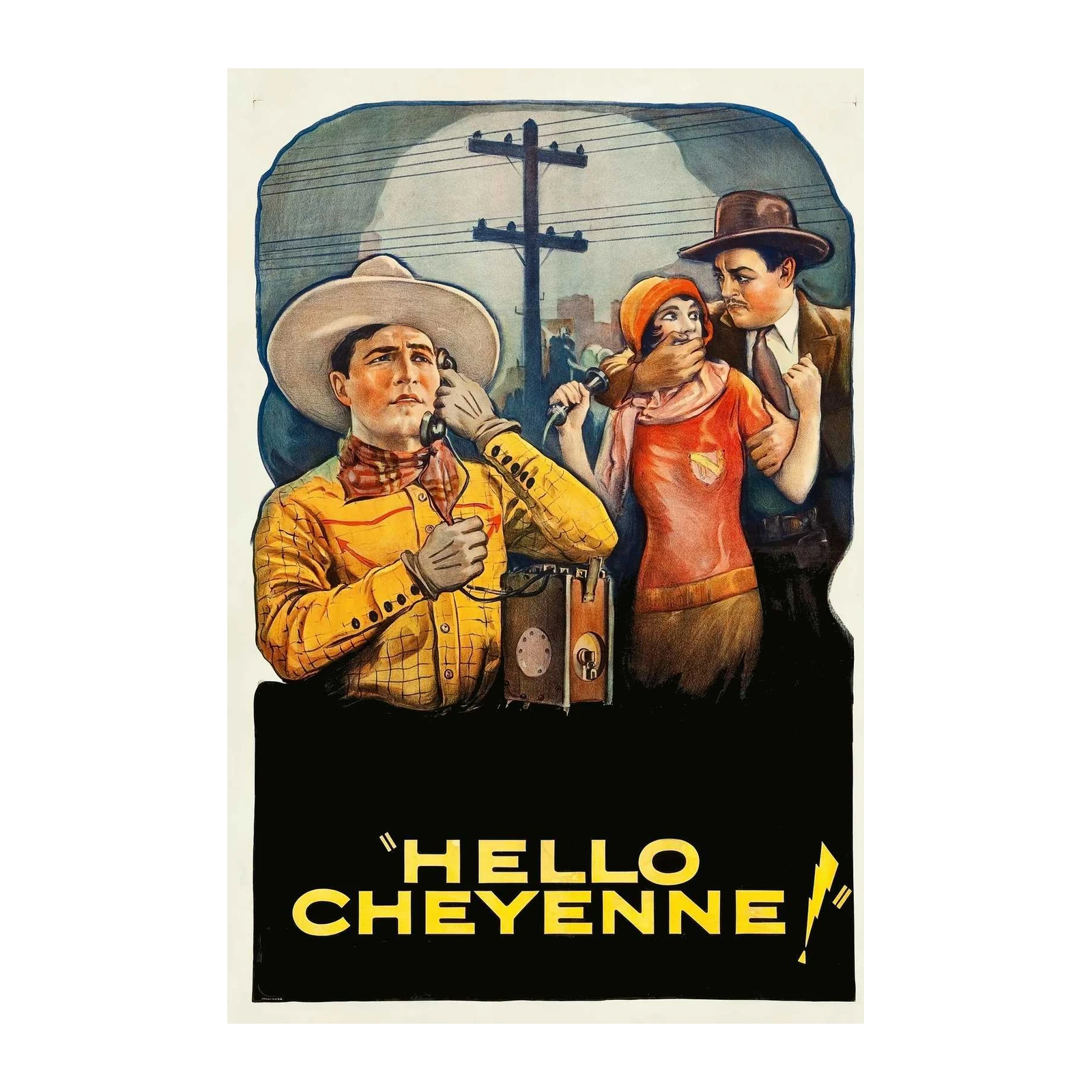 Vintage Western 'Hello Cheyenne' Poster Wall Art