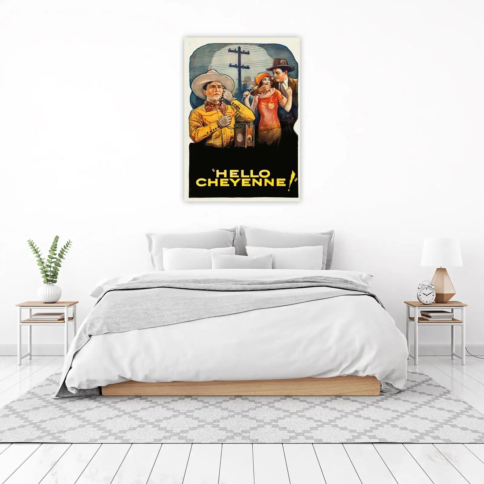 Vintage Western 'Hello Cheyenne' Poster Wall Art