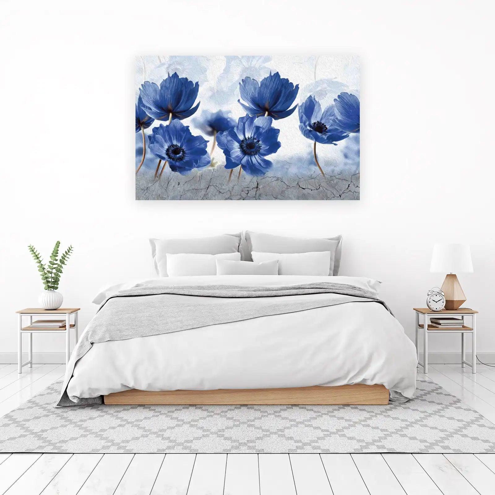 Vibrant Blue Floral Serenity Wall Art