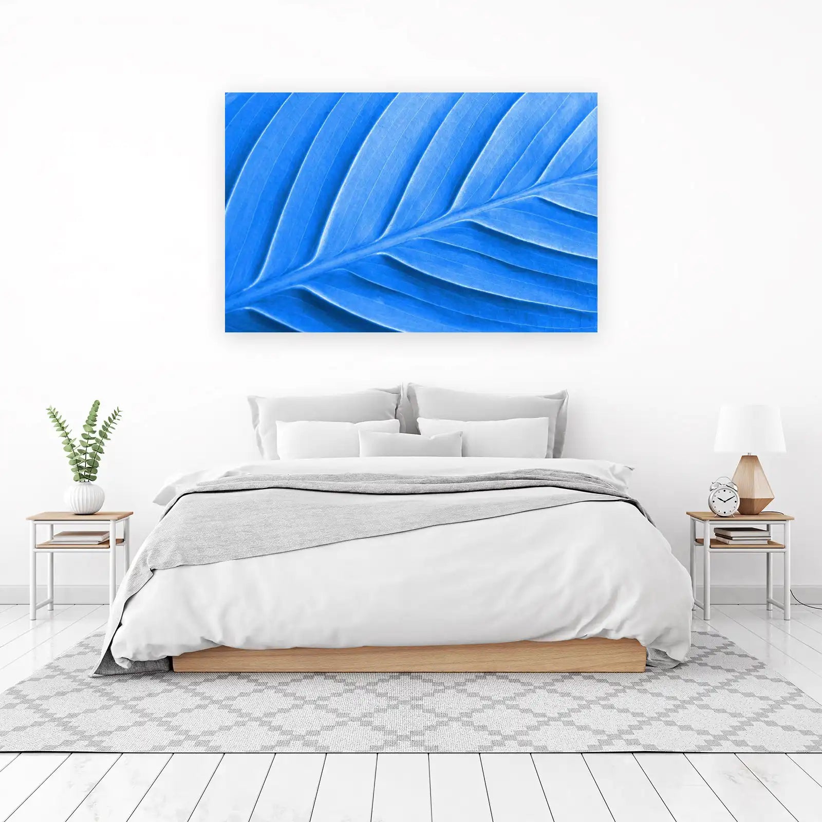 Vibrant Blue Leaf Macro Wall Art