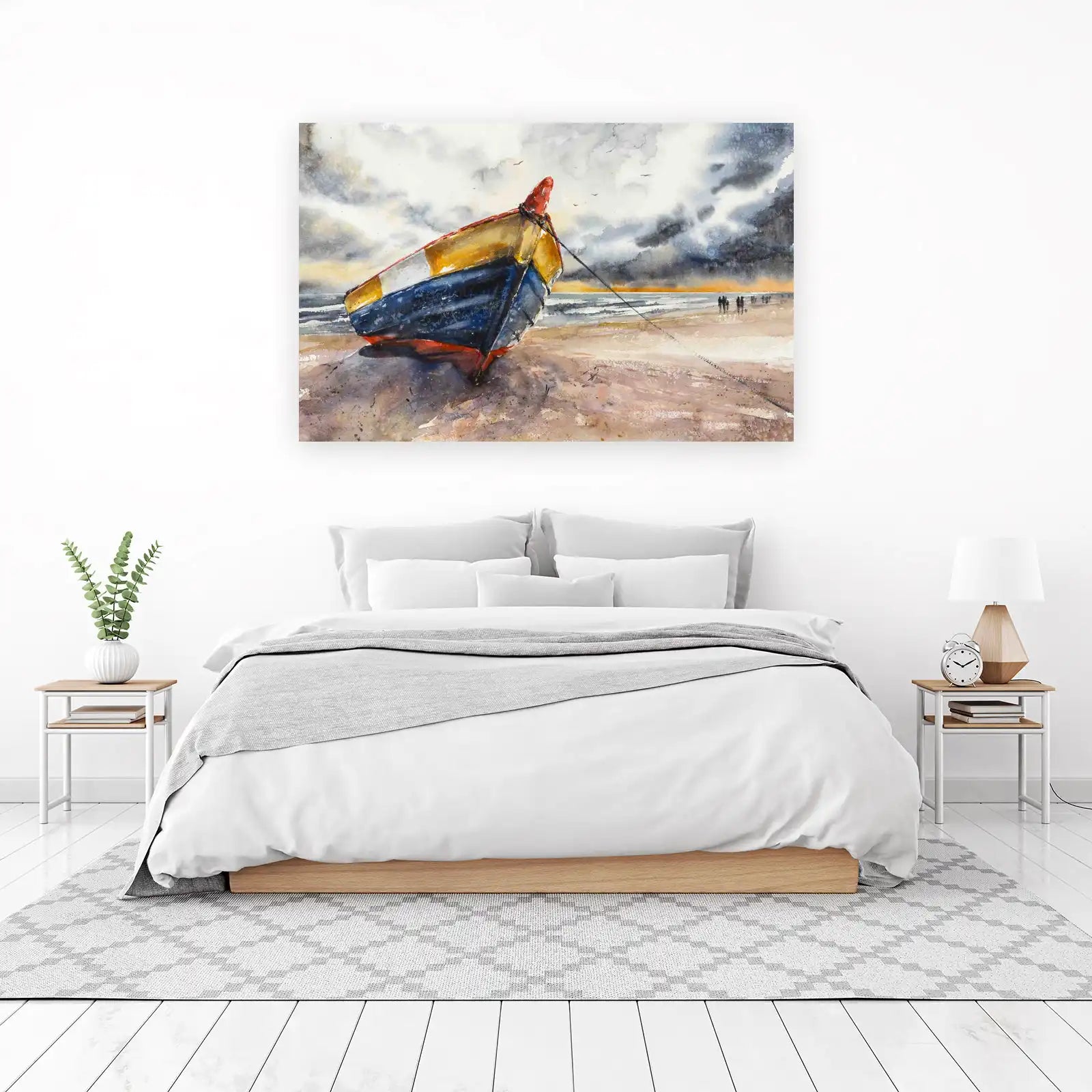 Coastal Serenity Boat Beach Wall Art