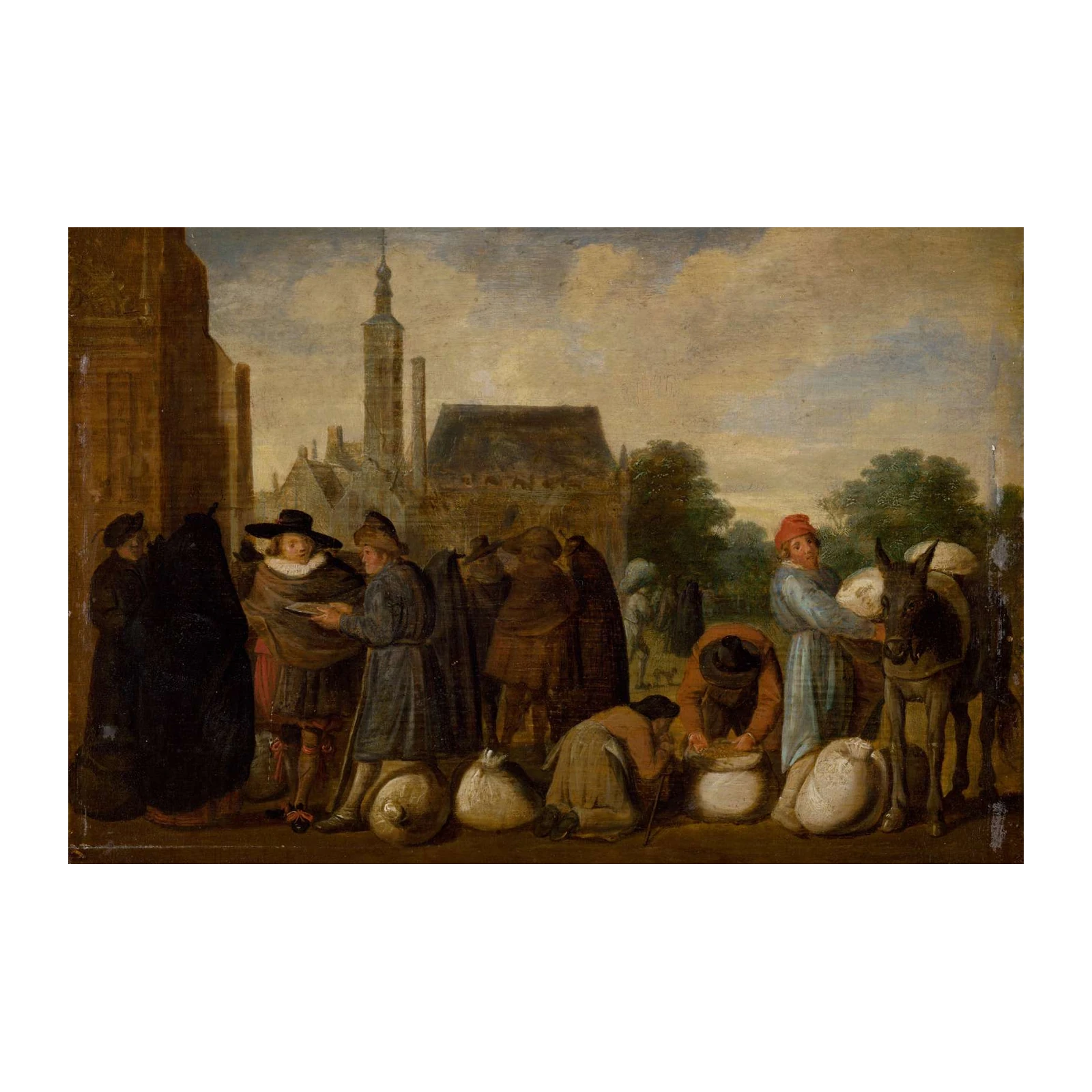 Vintage Market Scene Flemish Wall Art