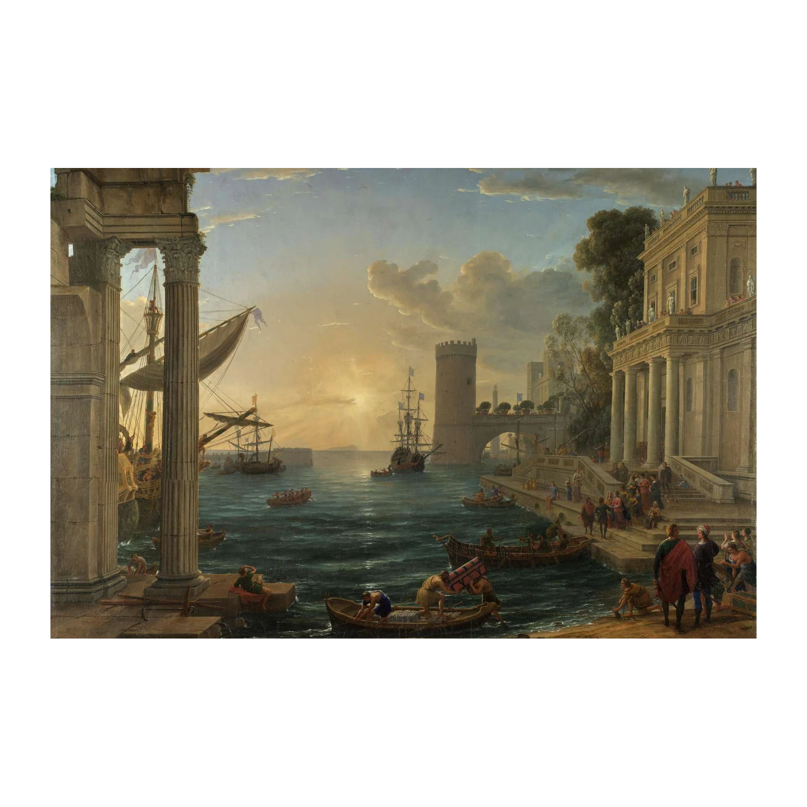 Classical Harbor Nautical Scene Wall Art