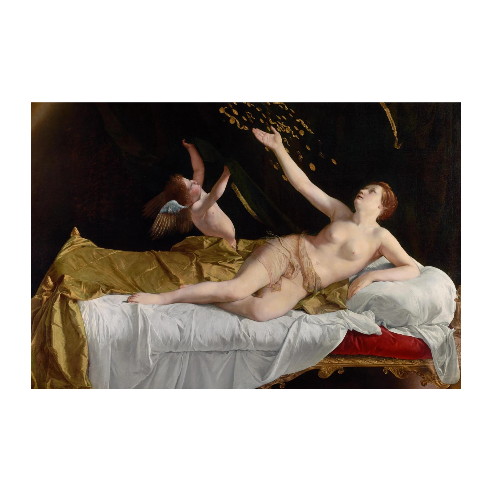 Venus and Cupid Gold Raining Wall Art