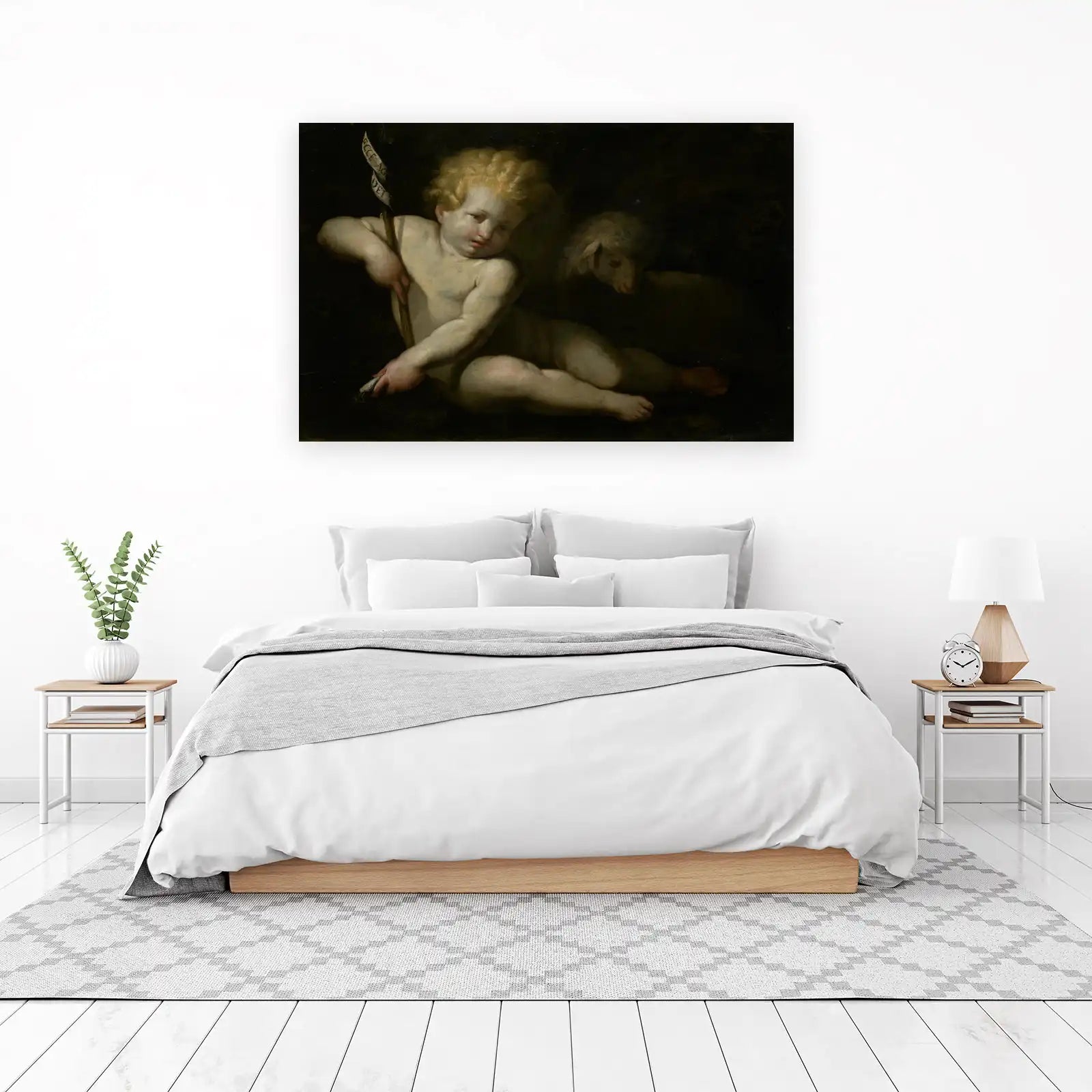 Serene Cherub & Lamb Religious Wall Art