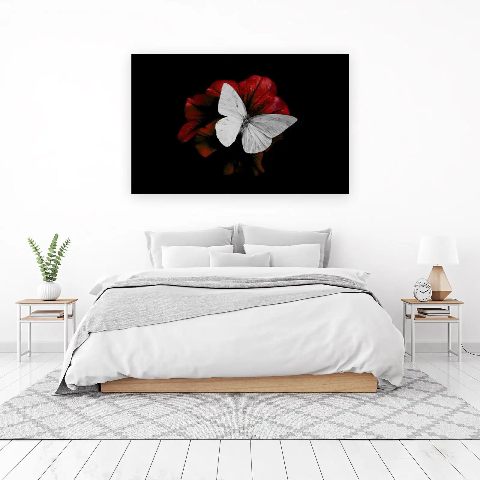 Monarch Butterfly Red Petal Wall Art