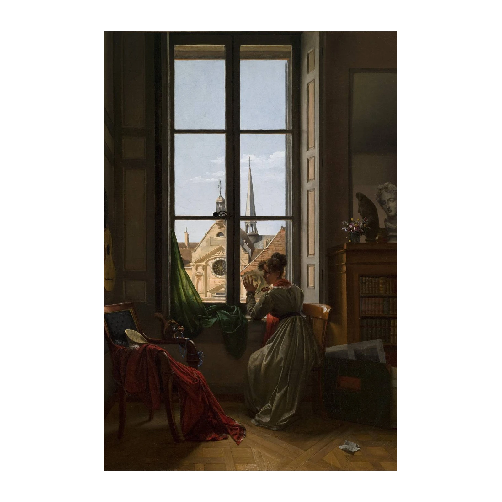 Woman at Window Parisian View Wall Art