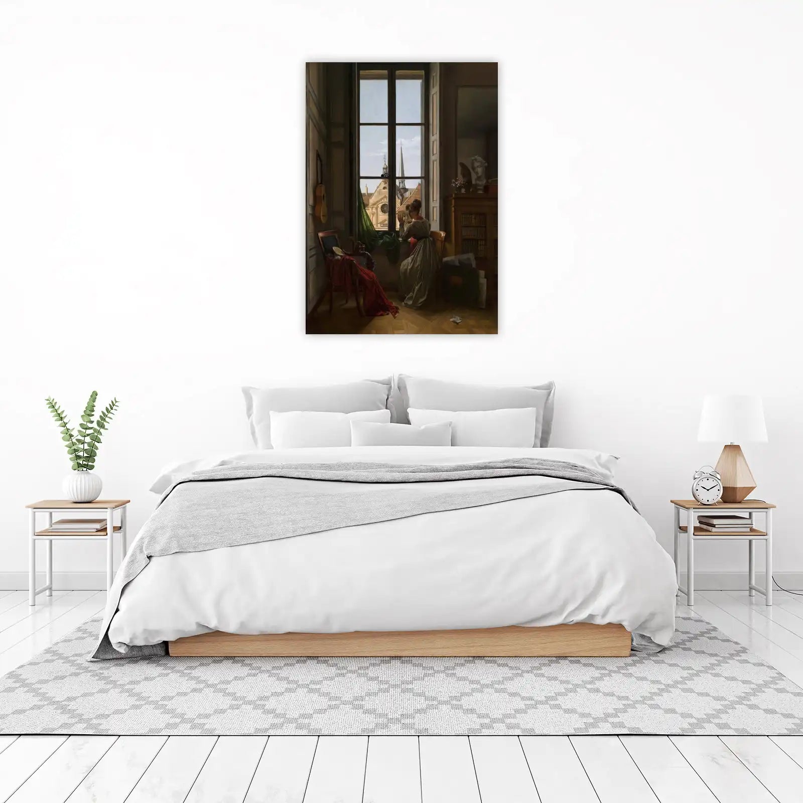 Woman at Window Parisian View Wall Art