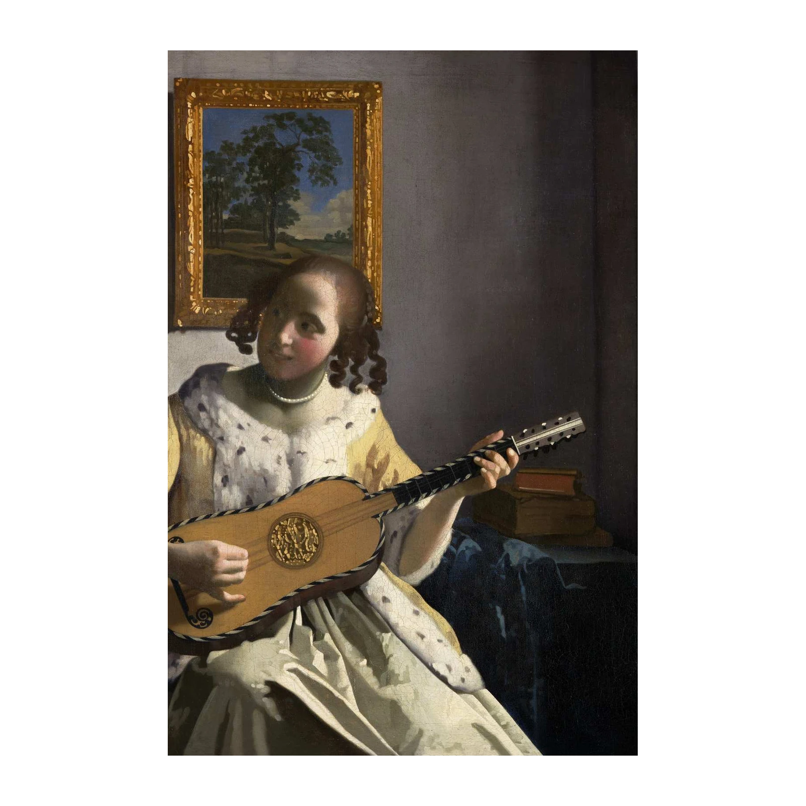 Woman Playing Guitar Masterpiece Wall Art