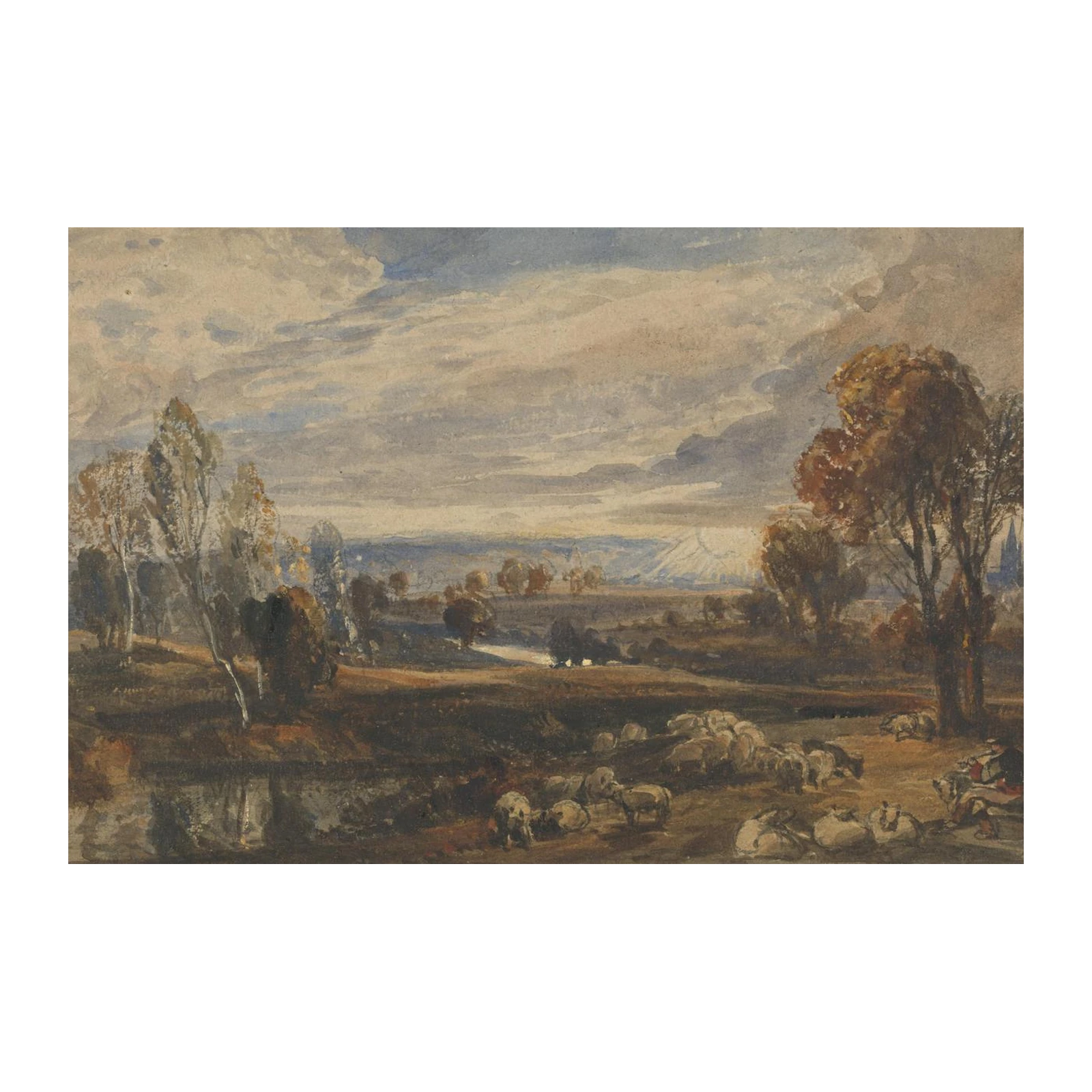 Pastoral Landscape Sheep Shepherd Wall Art