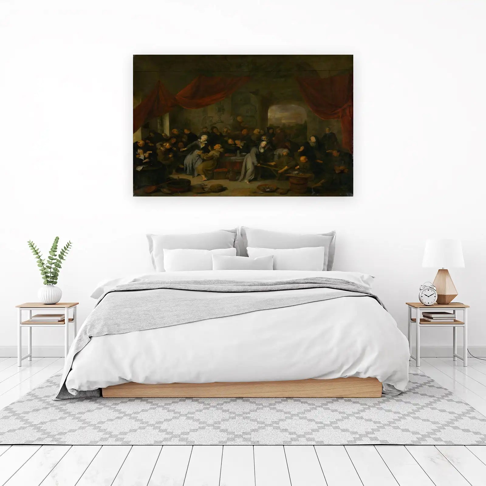 Vintage Feast Scene Oil Painting Wall Art