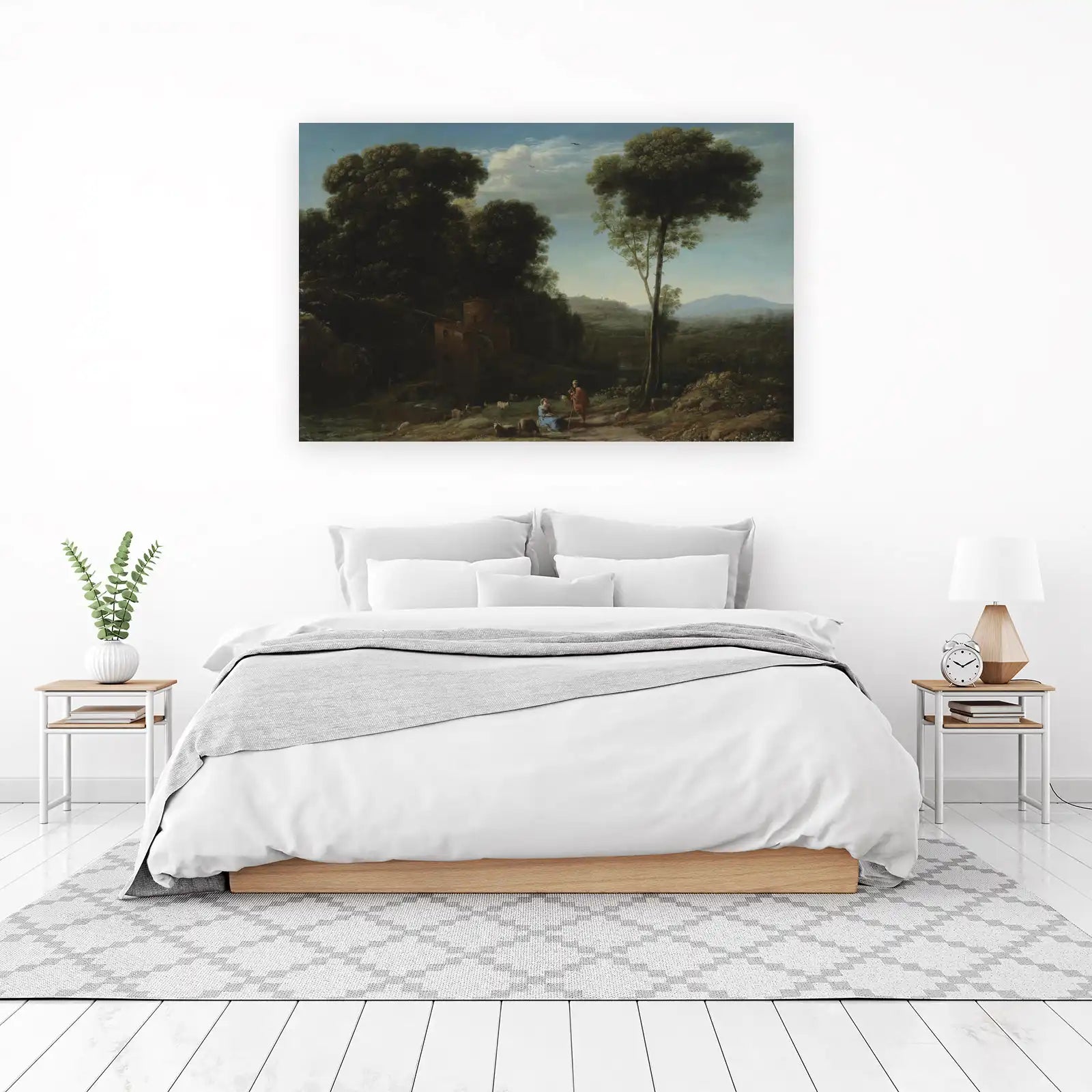 Serene Landscape with Shepherds and Watermill Wall Art