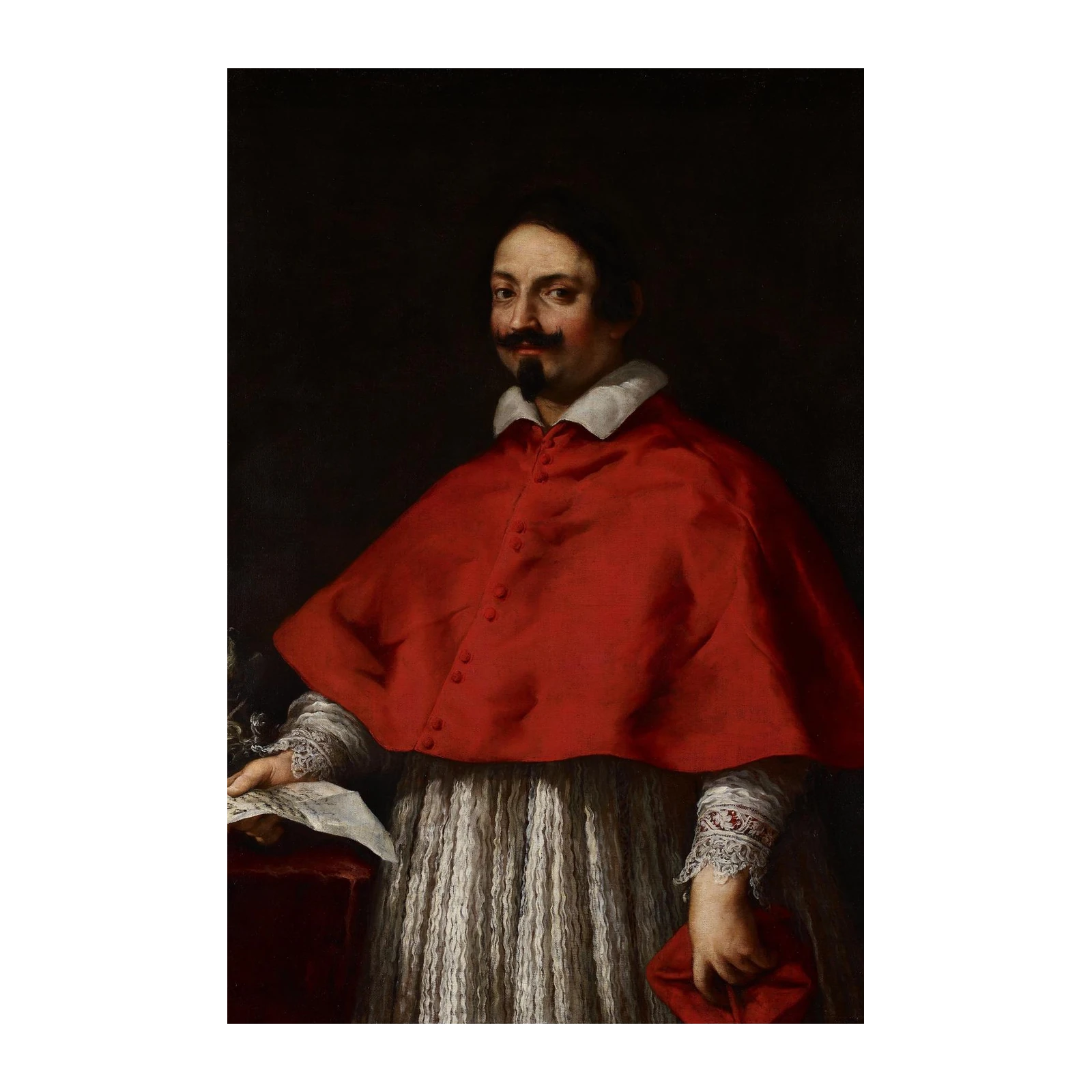 Baroque Cardinal Portrait Red Cape Wall Art
